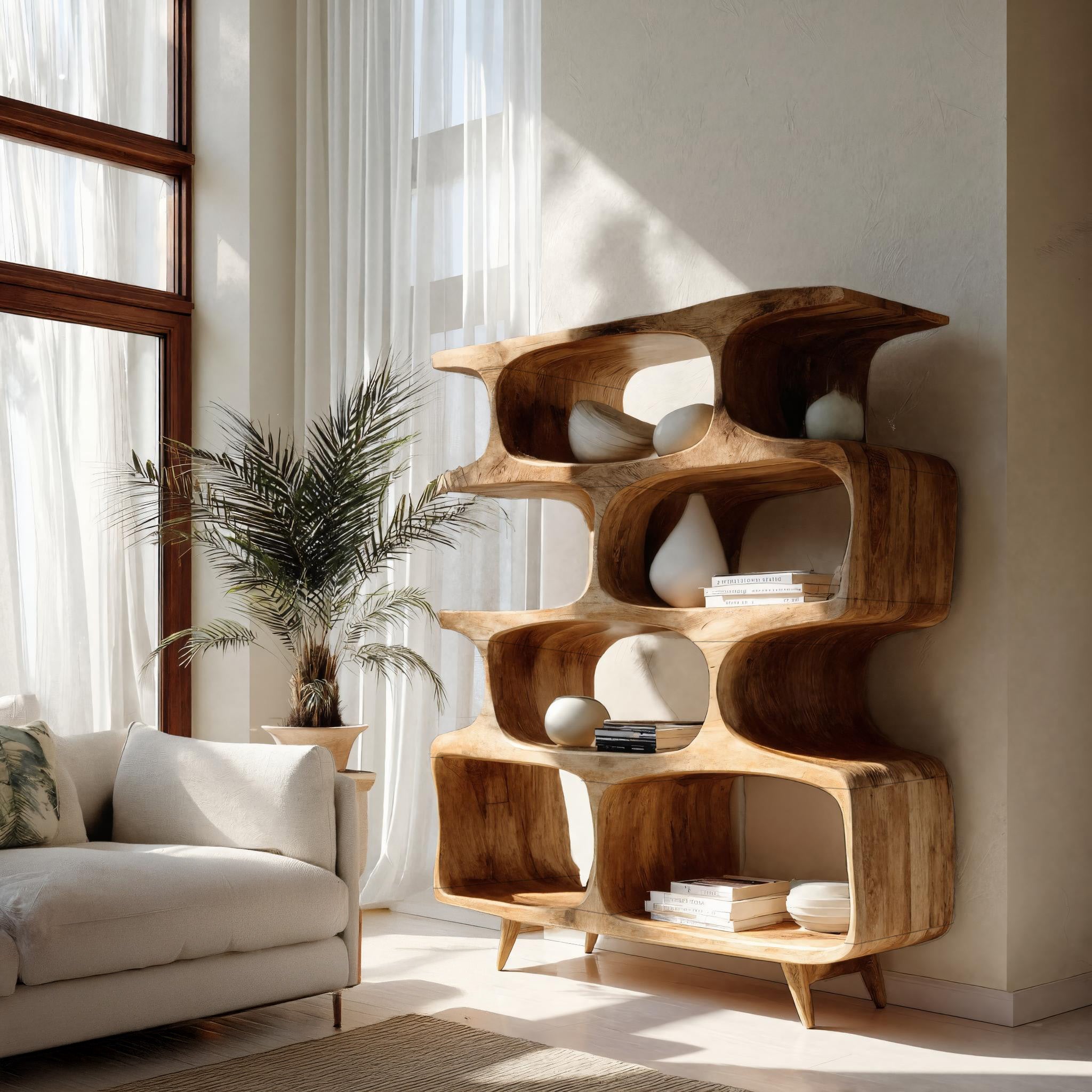Modern Open Wooden Bookshelf For Beach House RTTHHNBS137