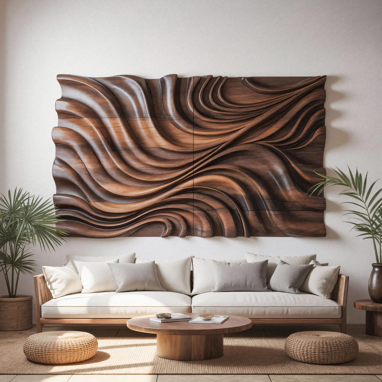 Elegant Wave Inspired Wall Sculpture for Modern Living Room SITHTTWA002