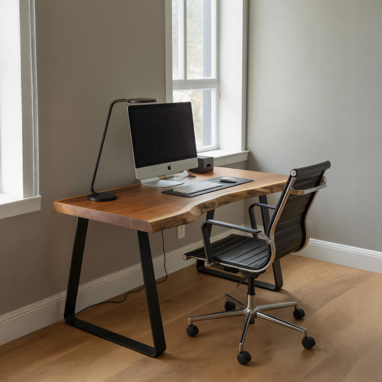 Modern Live Edge Office Desk With Metal Legs For Home Or Office SITHHNDE027