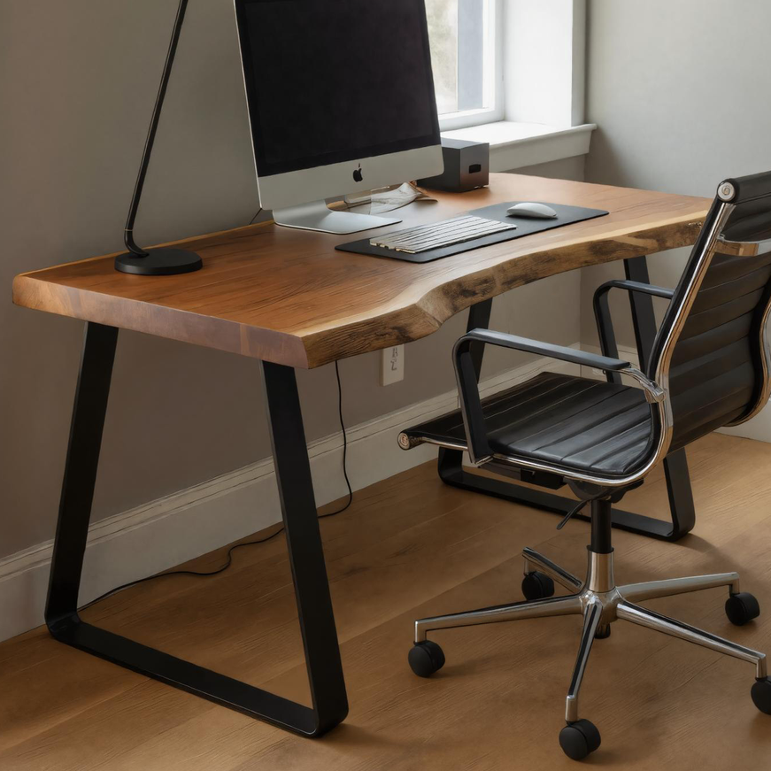 Modern Live Edge Office Desk With Metal Legs For Home Or Office SITHHNDE027