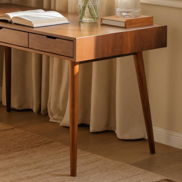 Mid Century Modern Wood Desk With Drawers For Home Office Or Study SITHHNDE019