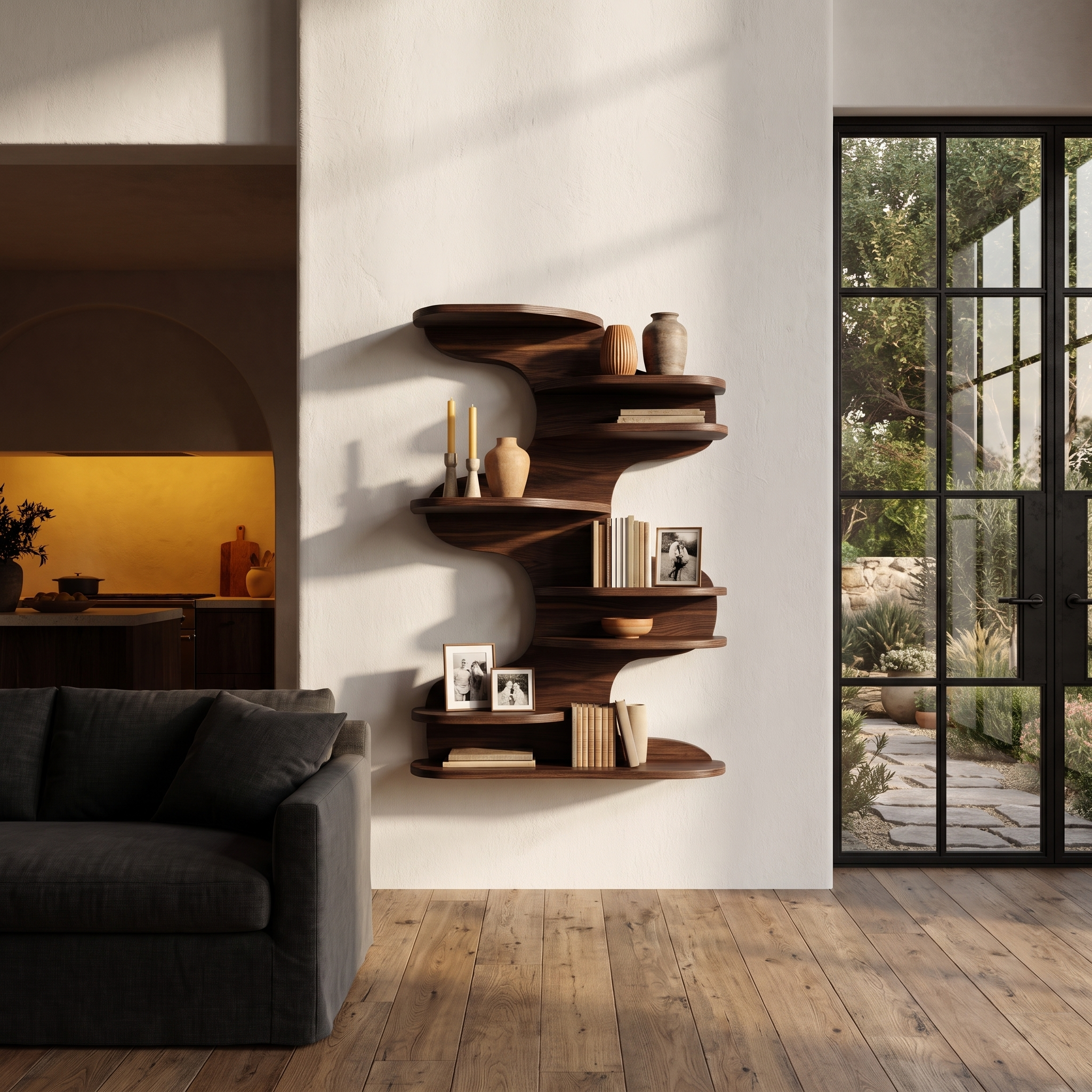 Modern Floating Shelf With Nature Inspired Tree Branch Form For Living Room SINLHAFL563
