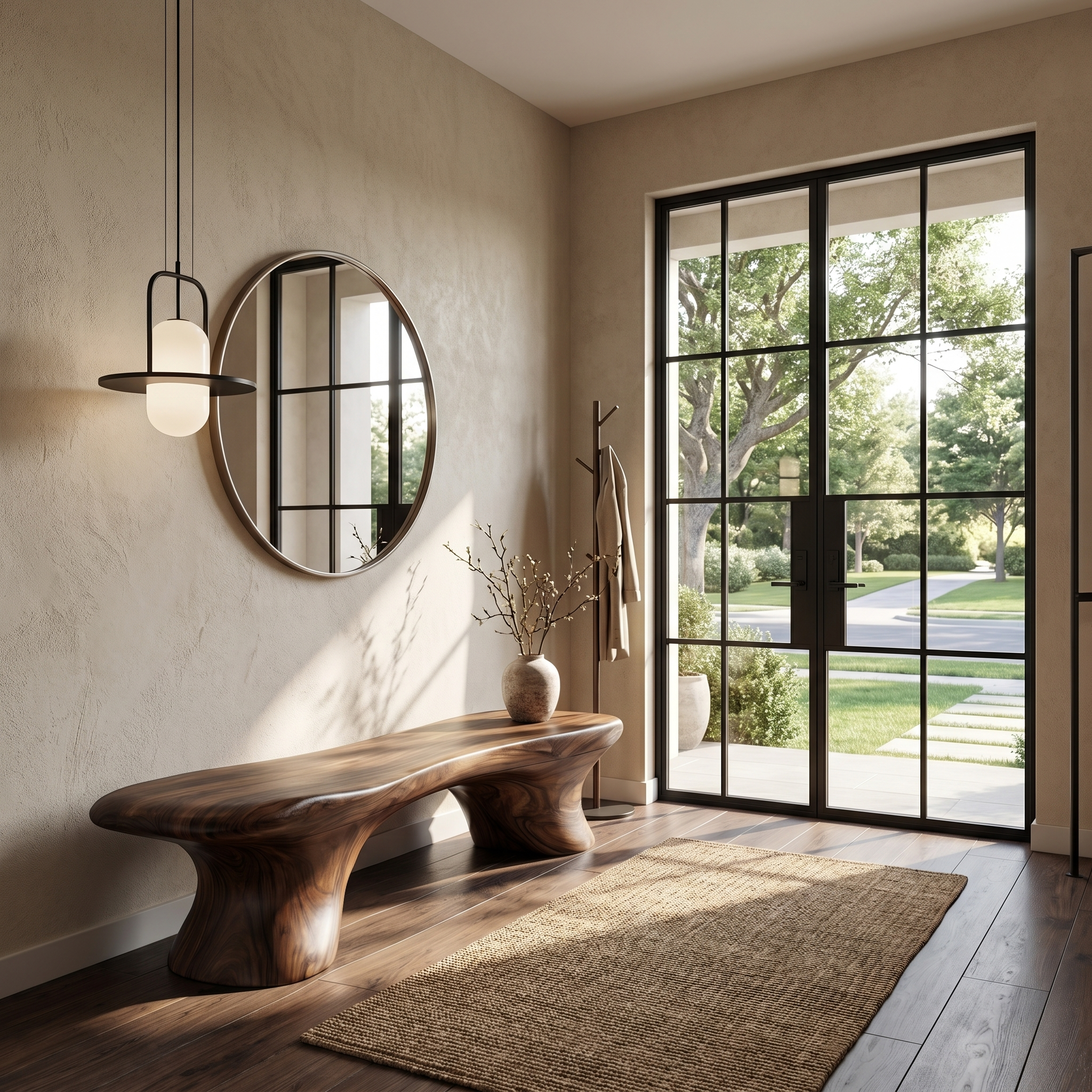 Organic Bench Natural Wood Accent Seating For Home SINLHARS129