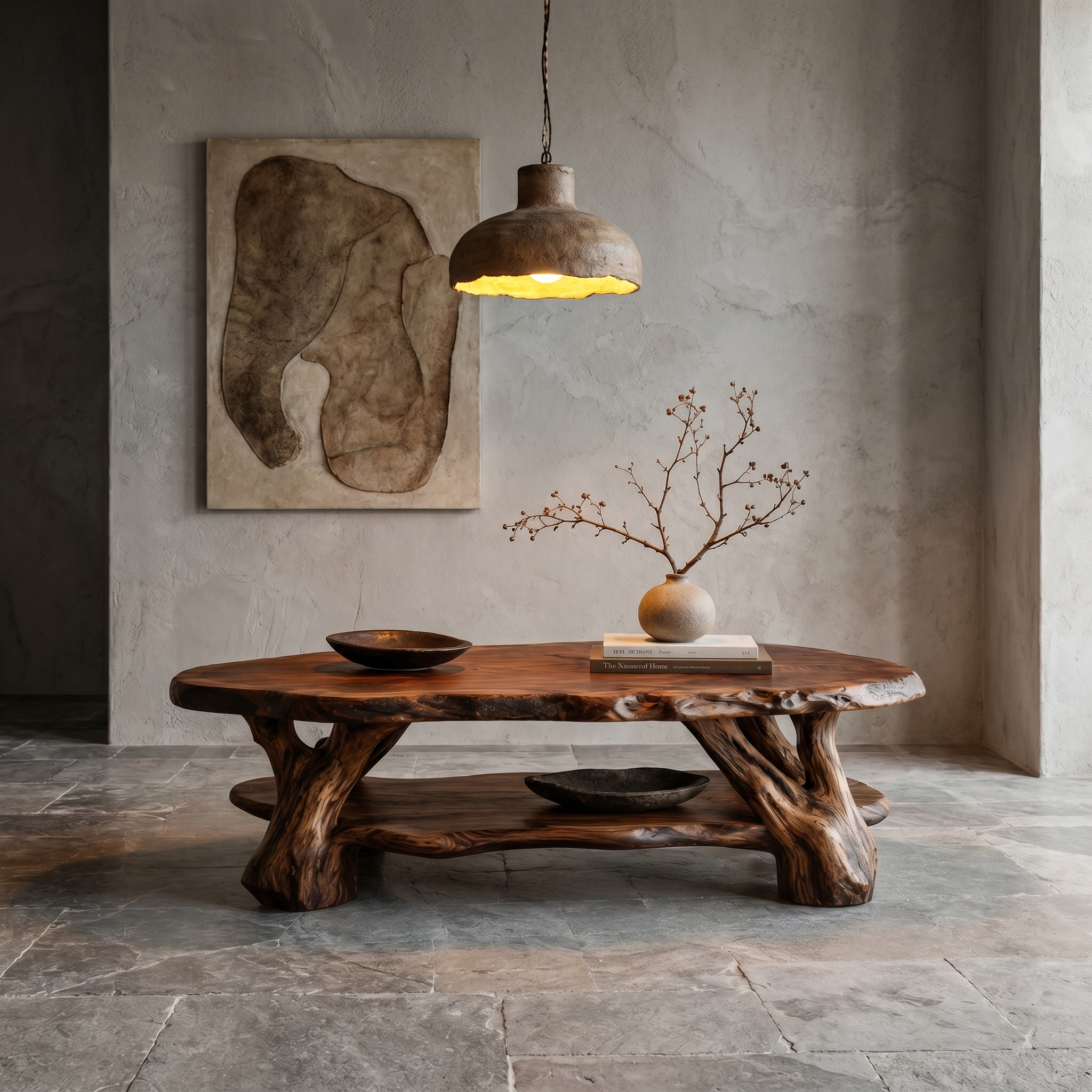 Nature Inspired Coffee Table With Sculptural Root Wood Design For Living Room SINLHACF390