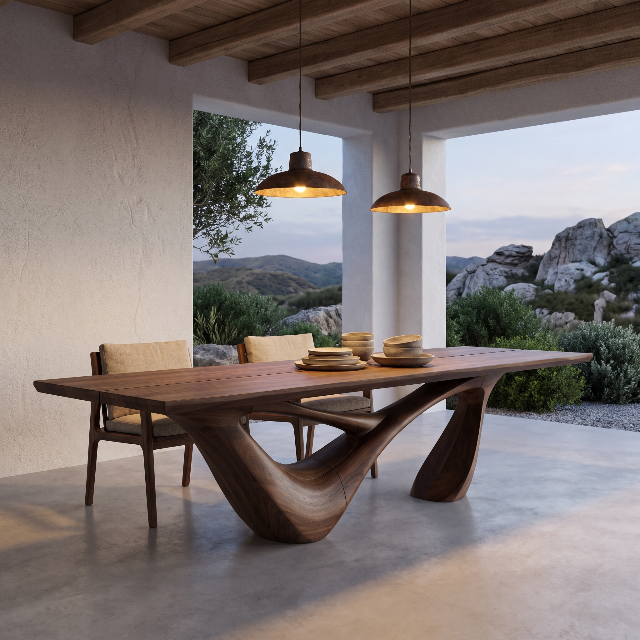 Minimalist Wing Pedestal Dining Table Solid Wood Dining Table For Dining Room SINLHADN210