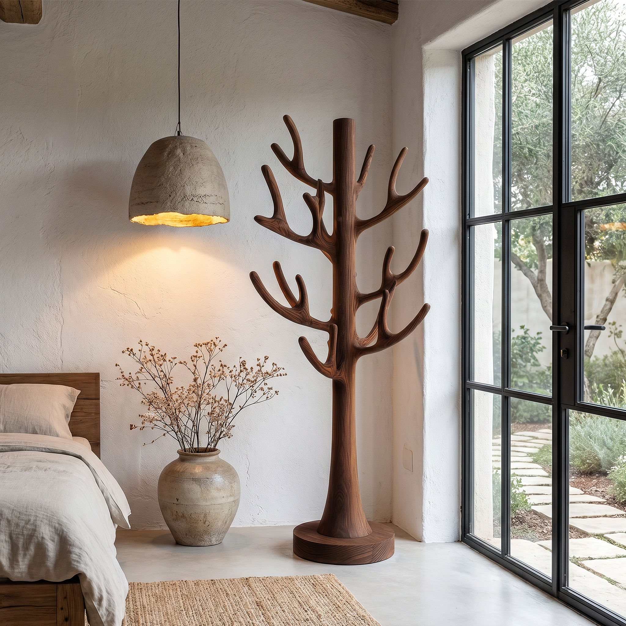 Tree Inspired Standing Coat Rack With Multiple Branch Hooks For Entryway SINLHATCR117