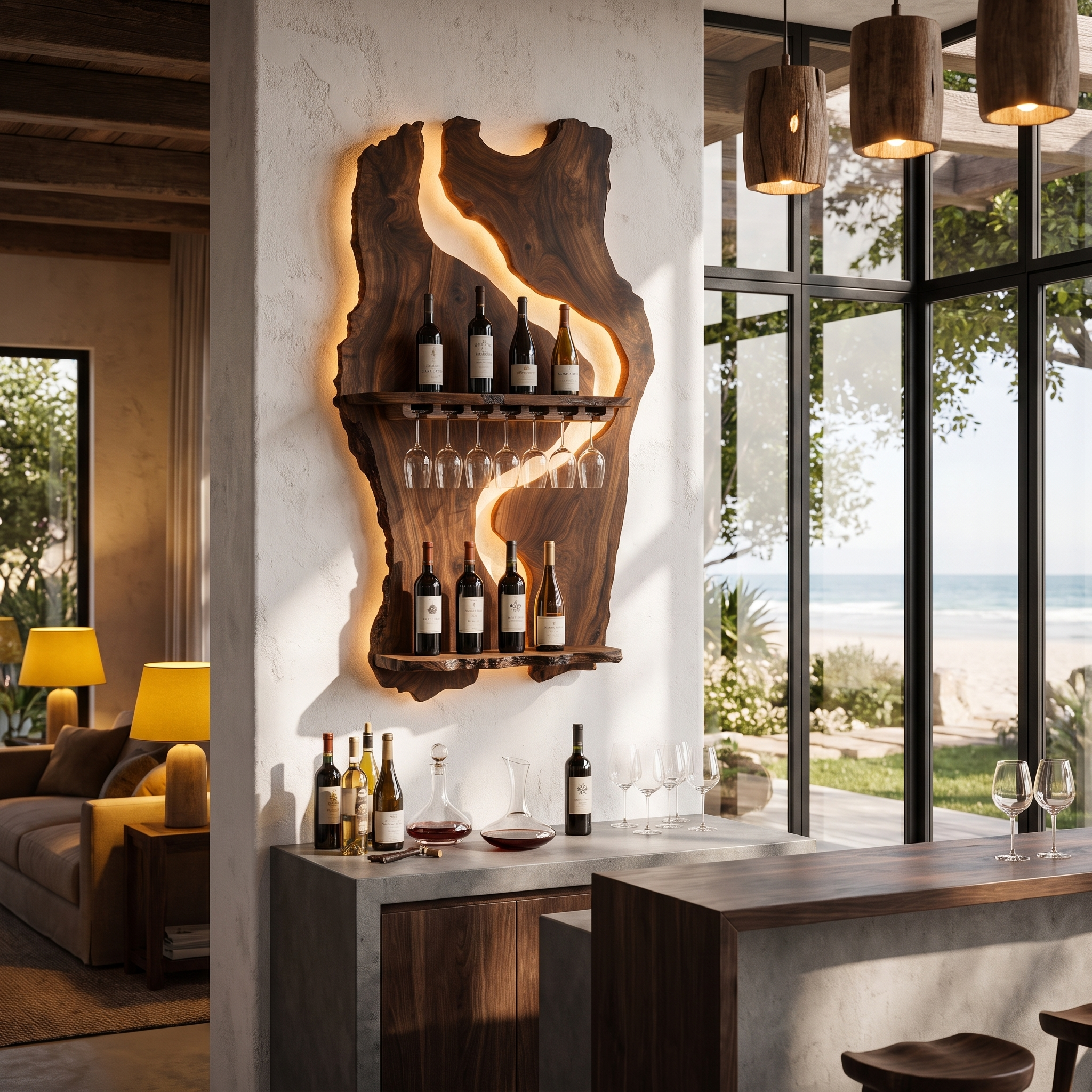 Sculptural Wall Mounted Wine Holder For Dining Room And Home Bar SINLHAWH038