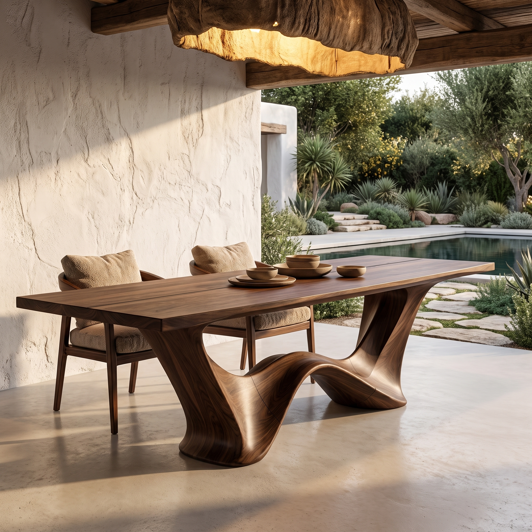 Contemporary Dining Table With Architectural Wave Design For Dining Room And Breakfast Nook SINLHADN214