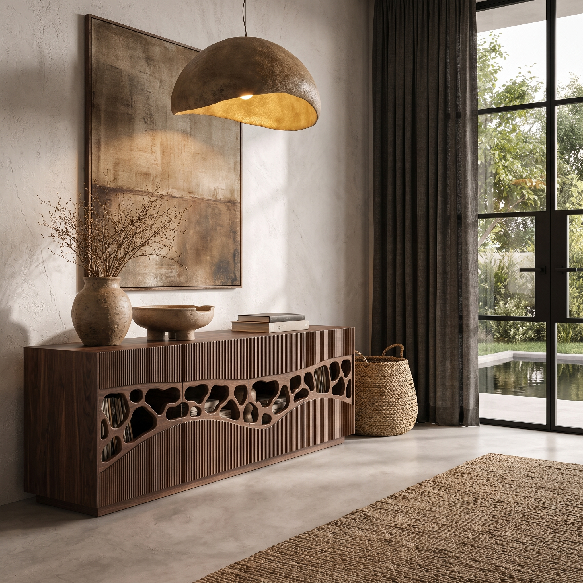 Contemporary Sideboard With Organic Cutout Design For Dining Room And Living Room SINLHASD002