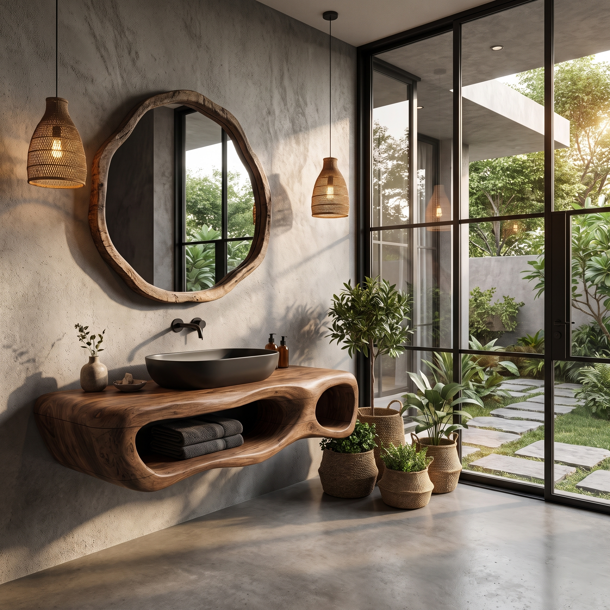 Modern Wall Mounted Bathroom Vanity With Organic Wood Base For Bathroom SINLHABRV323
