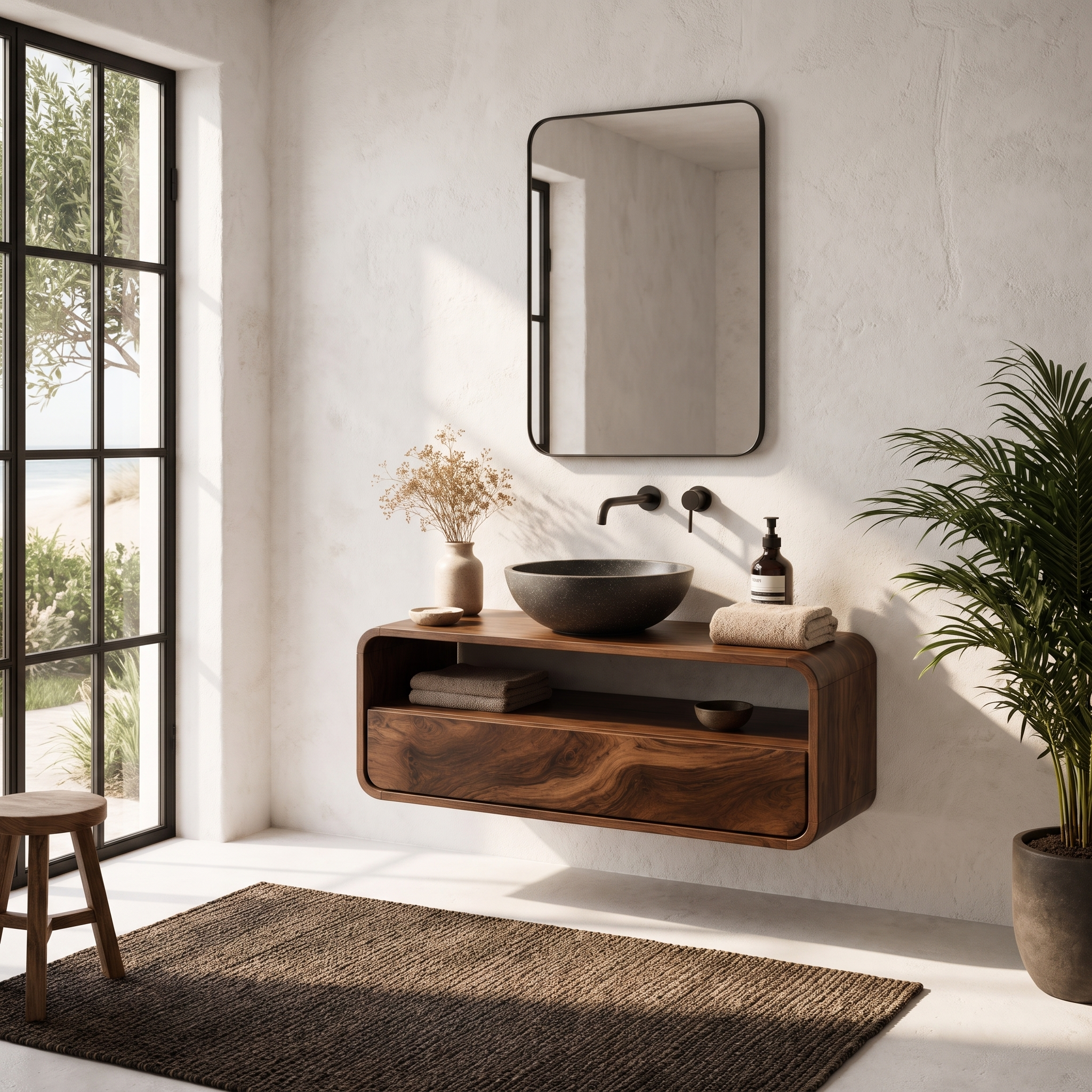 Rustic Floating Bathroom Vanity With Built In Storage Drawer For Bathroom SINLHABRV317