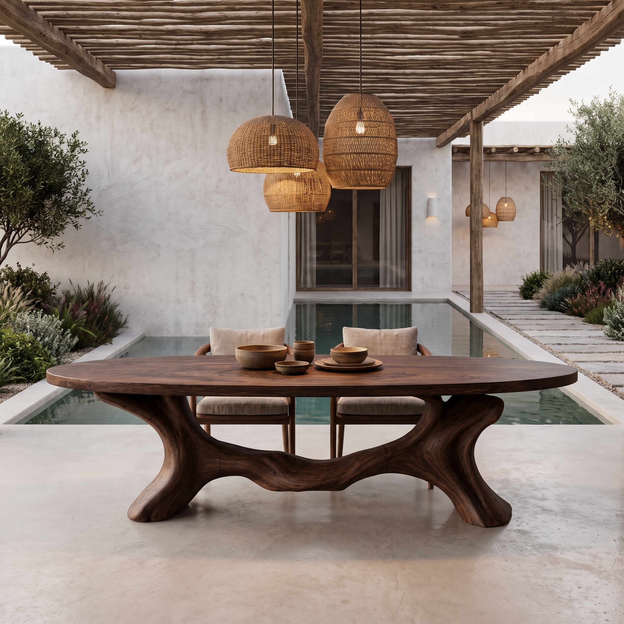 Contemporary Wave Base Dining Table Solid Wood Dining Table For Dining Room SINLHADN206
