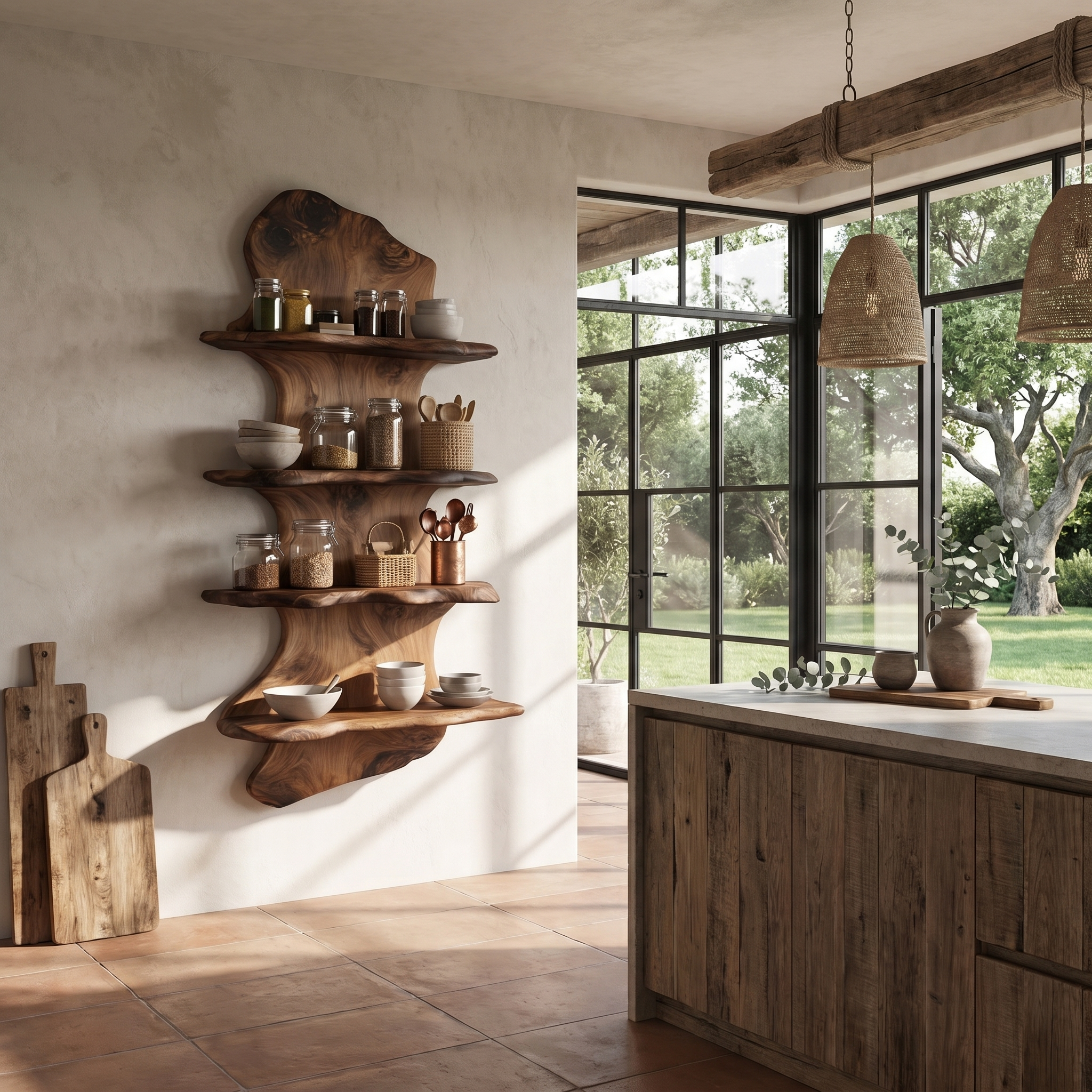 Handcrafted Floating Shelf Sculptural Tree Design For Home Decor SINLHAFL552
