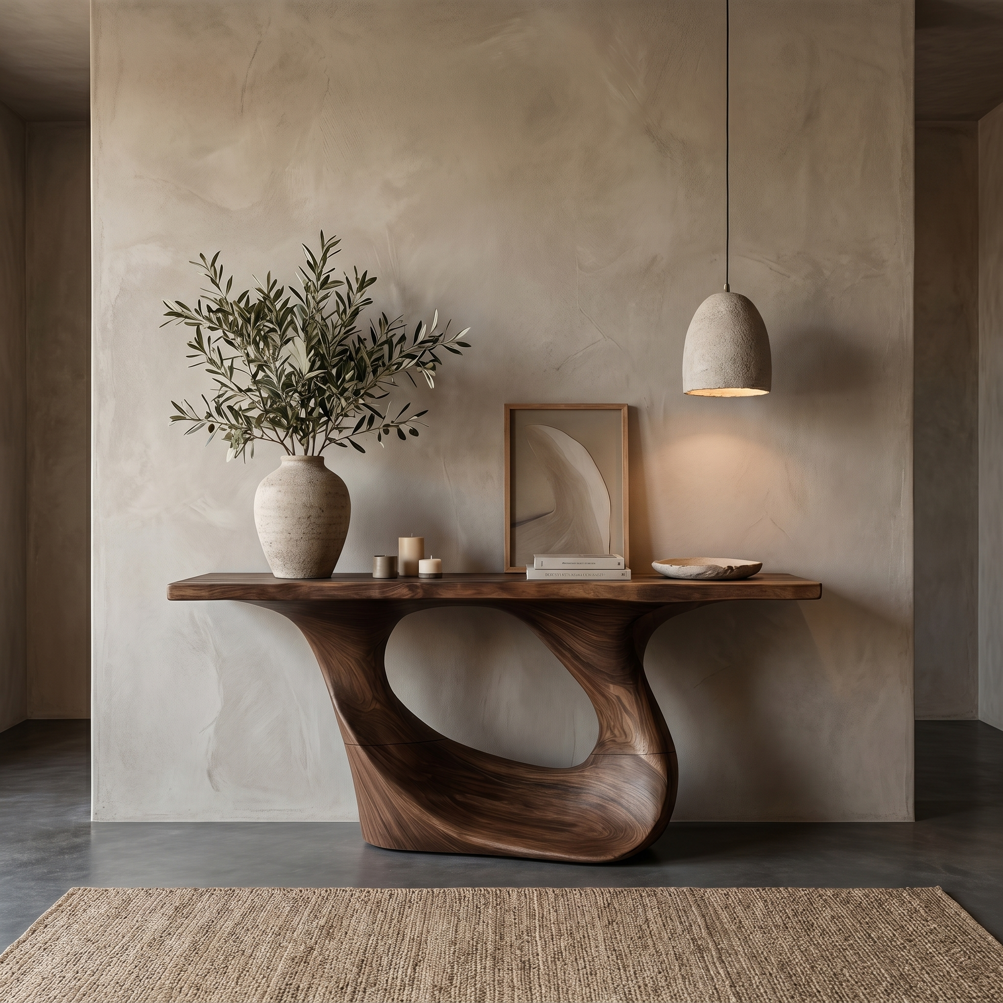 Contemporary Console Table With Unique Curved Structure For Entryway And Living Room SINLHACS572