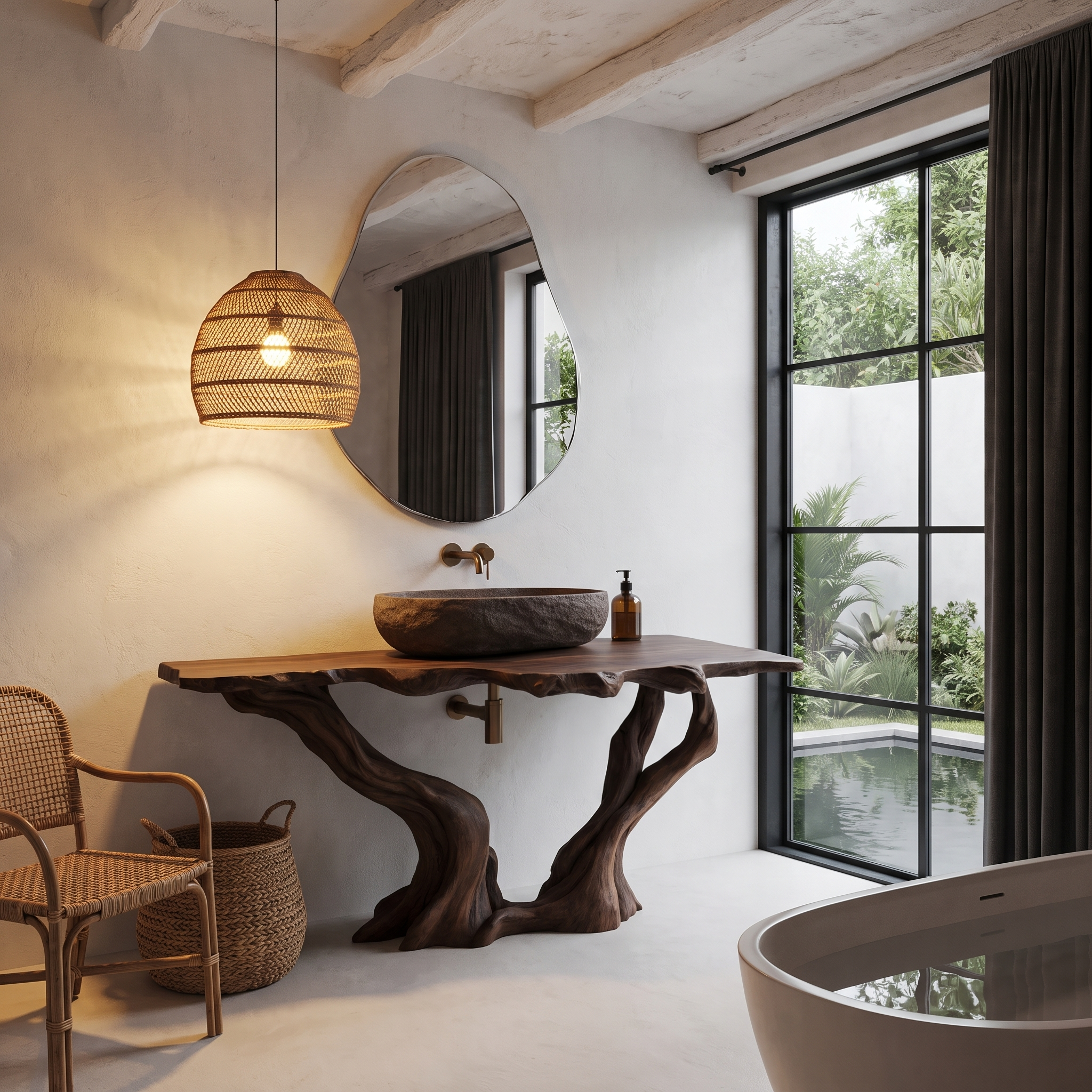 Organic Bathroom Vanity With Sculptural Tree Branch Base For Bathroom SINLHABRV333