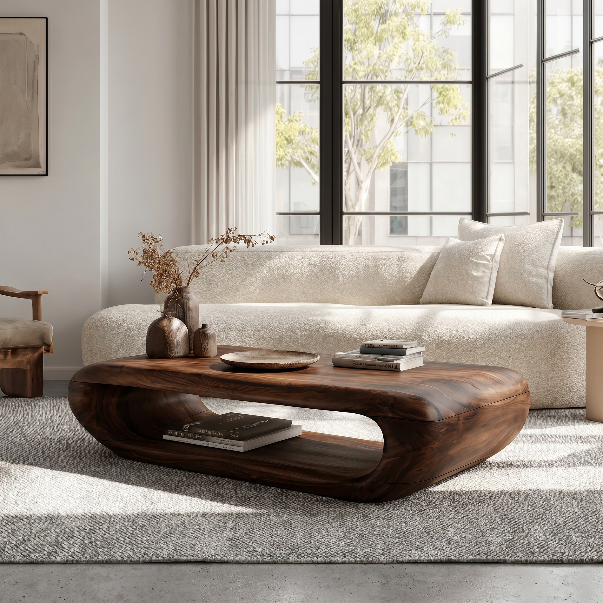 Organic Coffee Table With Open Storage For Living Room SINLHACF372