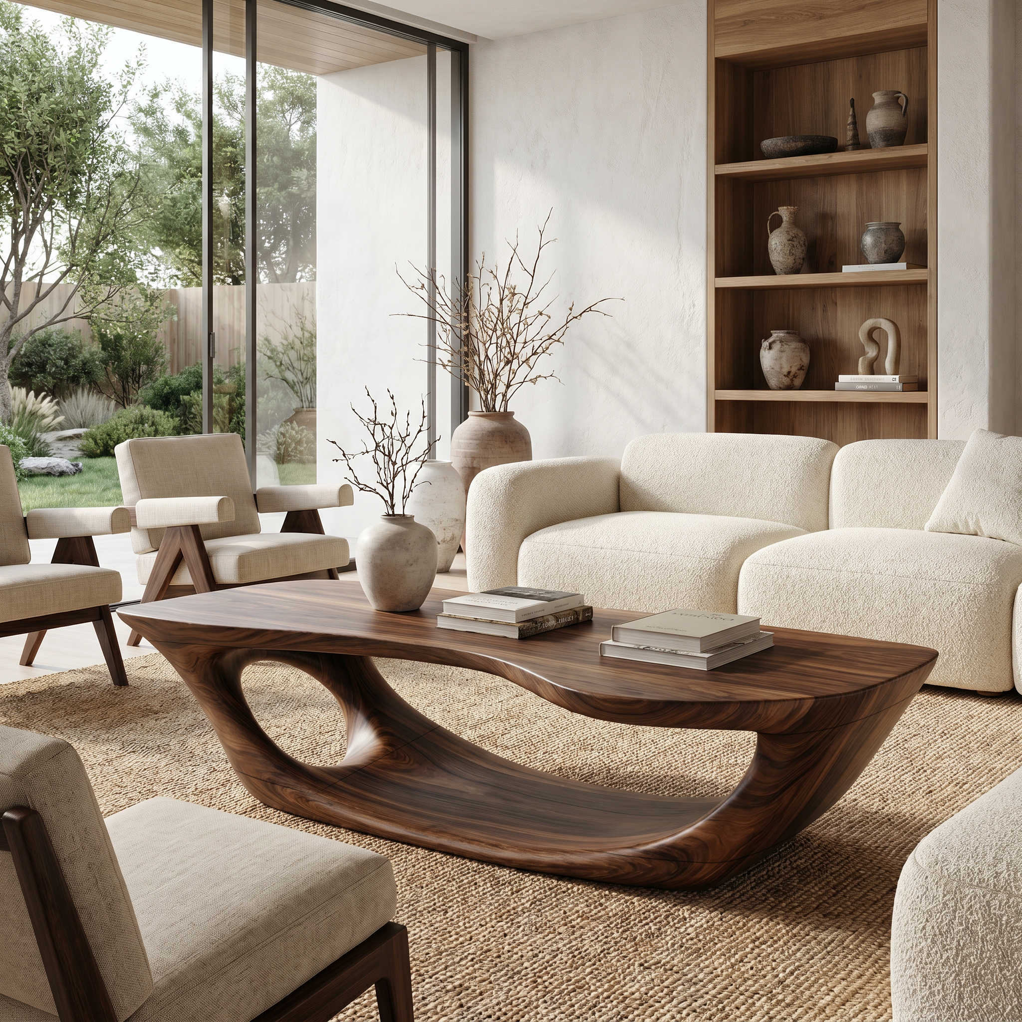 Wabi Sabi Coffee Table With Handcrafted Organic Wood Form For Living Room SINLHACF391
