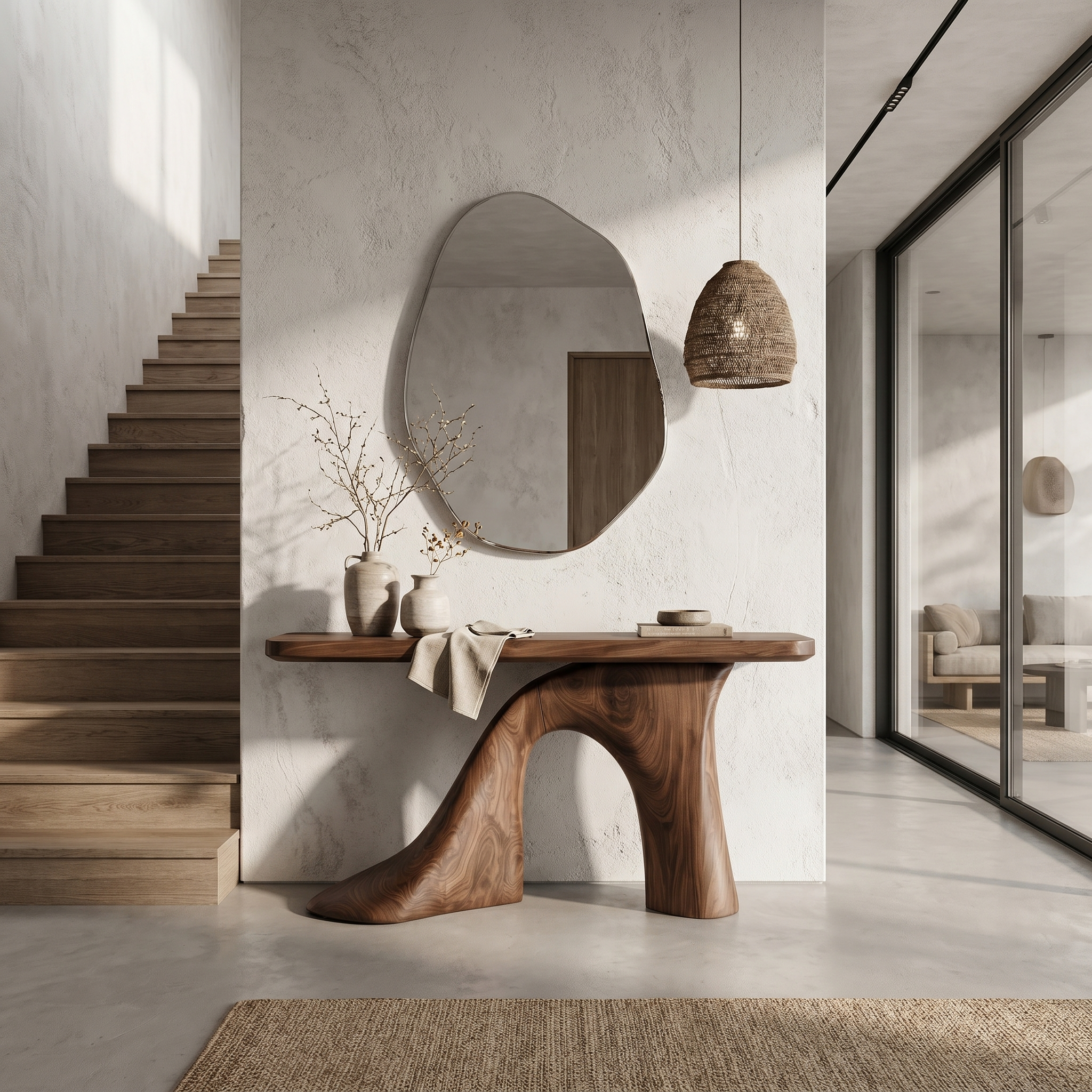 Modern Console Table Entryway Table With Sculptural Base For Living Room SINLHACS573
