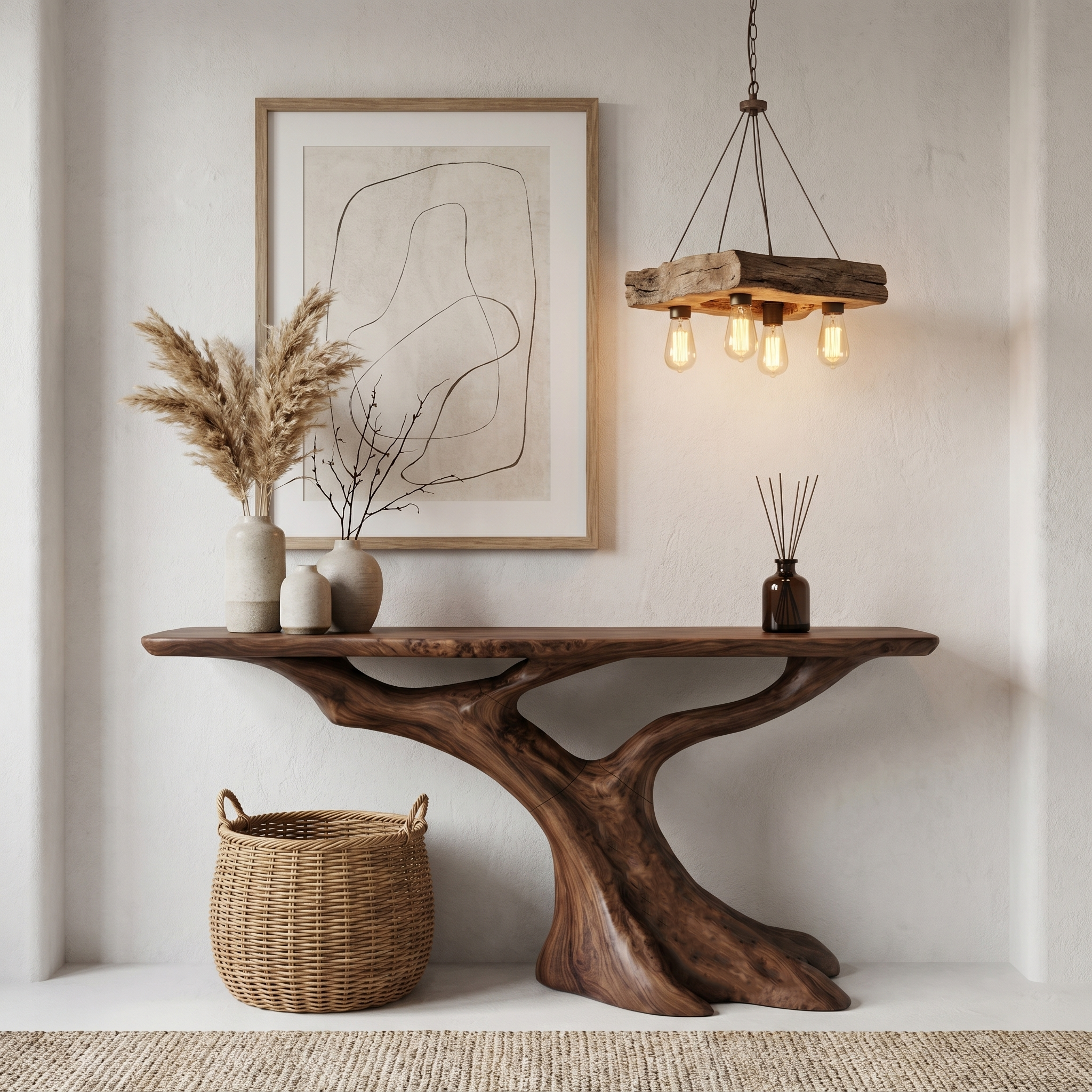 Nature Inspired Console Table With Tree Root Base For Entryway And Living Room SINLHACS584