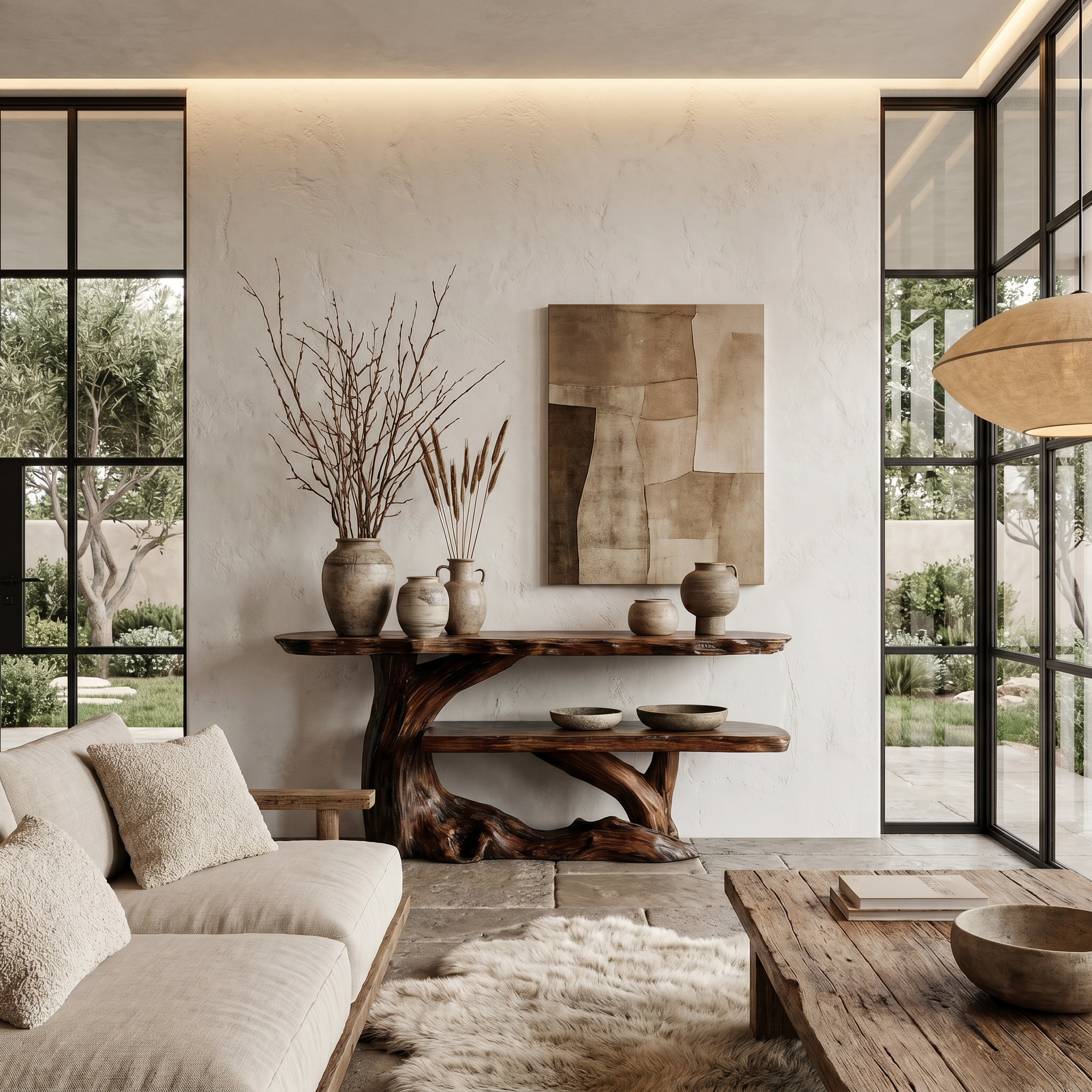 Nature Inspired Console Table With Sculptural Wood Branch Design For Hallway SINLHACS614