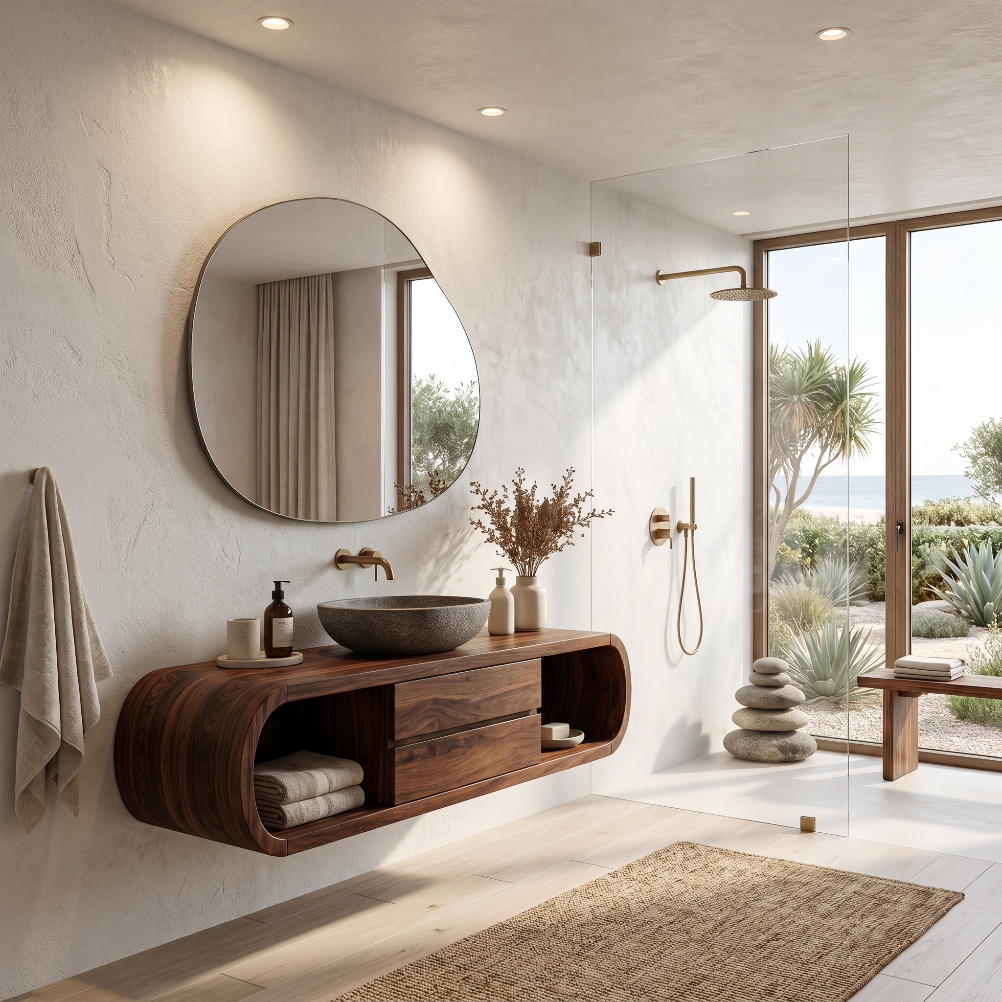 Nature Inspired Wall Mounted Bathroom Vanity With Live Edge Wood Design For Bathroom SINLHABRV319