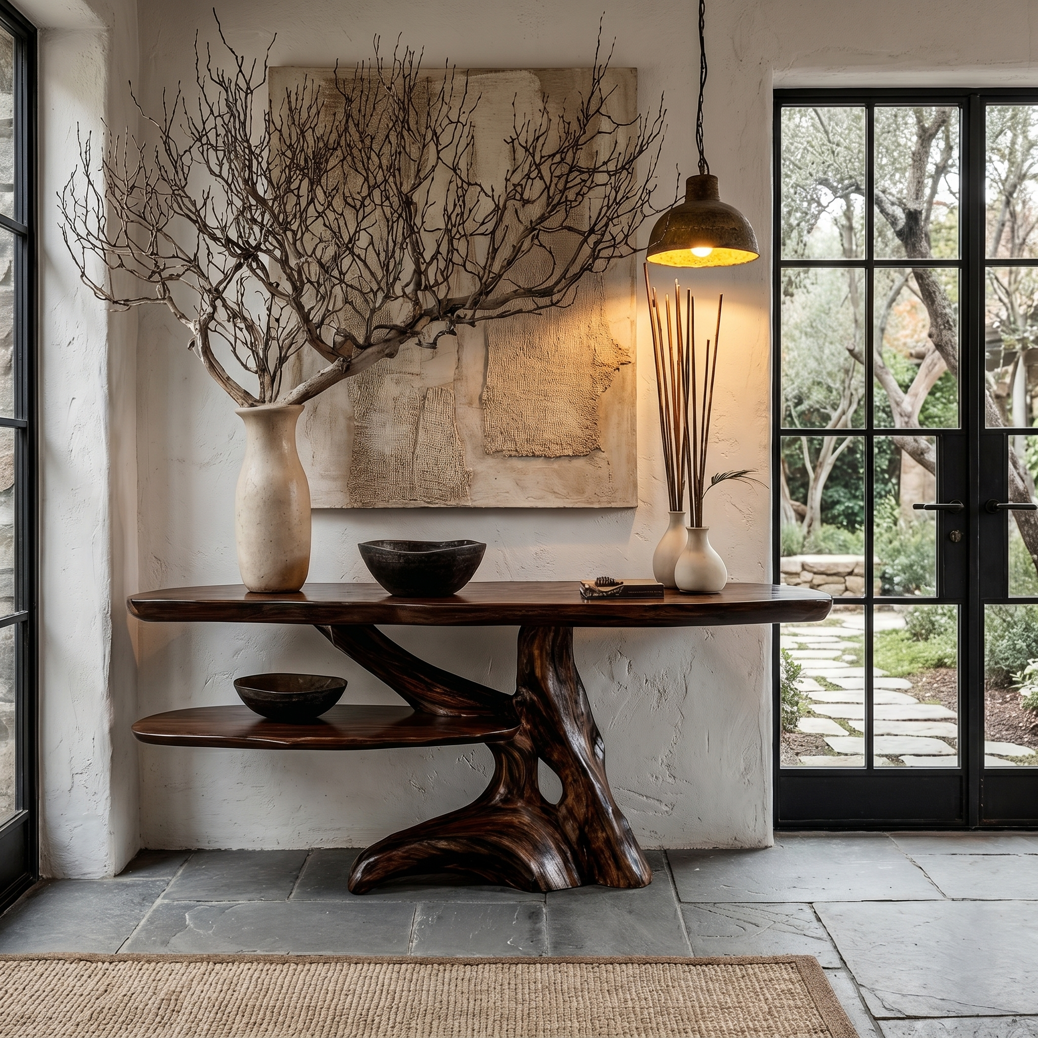 Contemporary Console Table With Sculptural Solid Wood Root Design For Entryway SINLHACS625