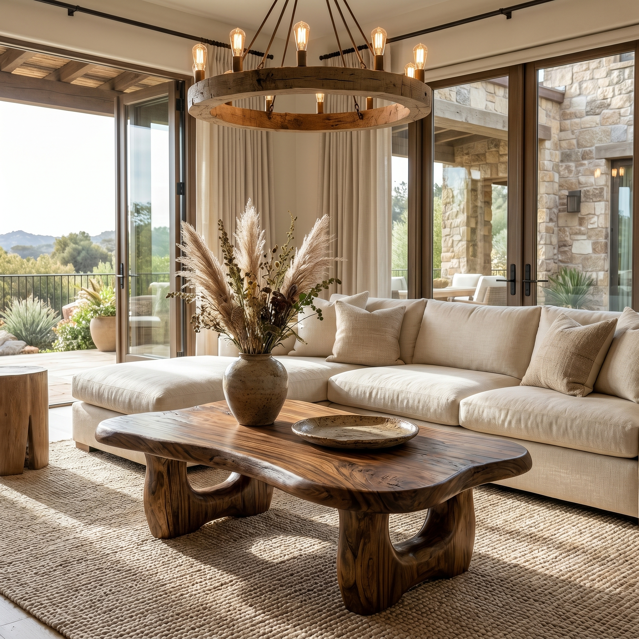 Rustic Wooden Coffee Table Natural Statement Furniture For Living Room SINLHACF394