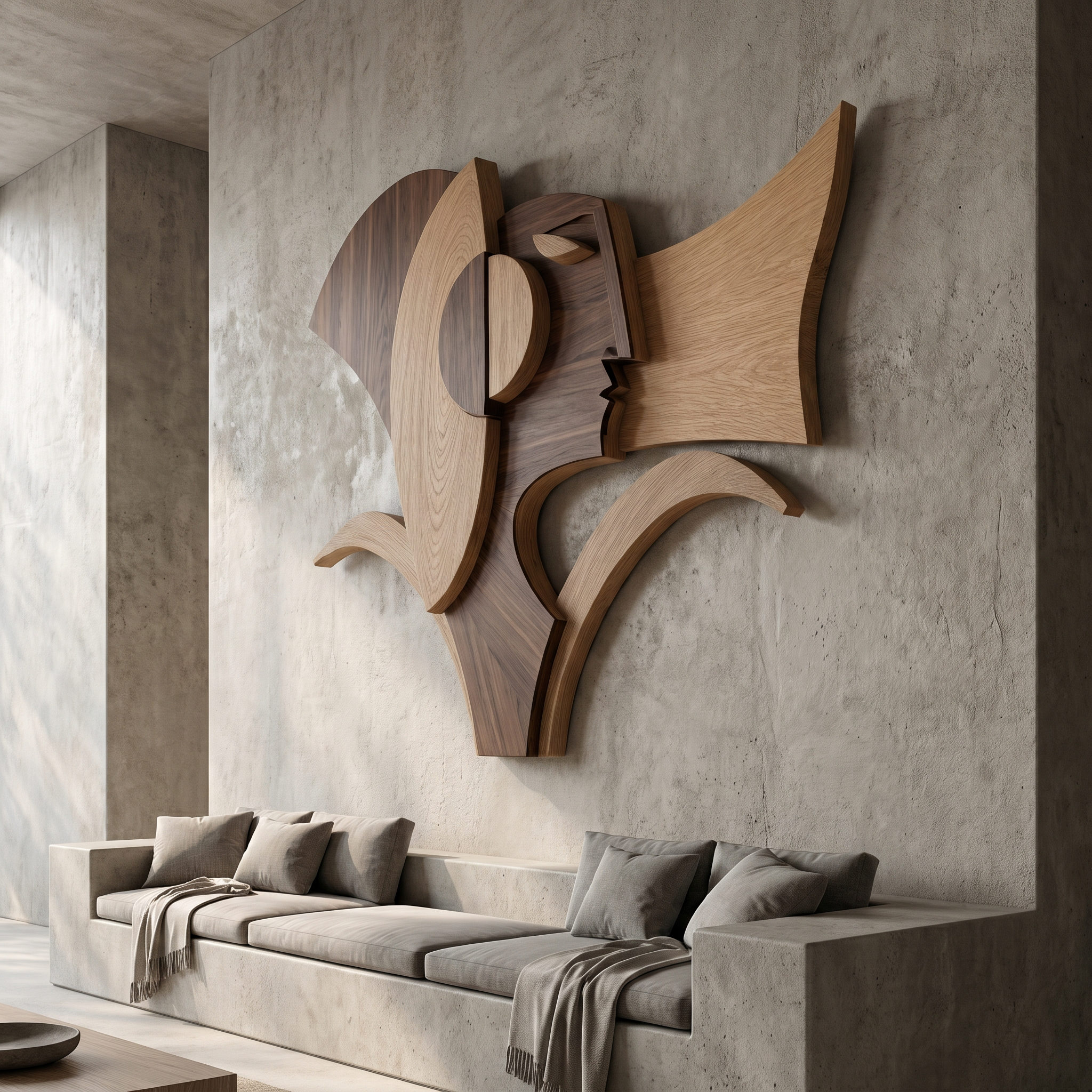 Abstract Geometric Wooden Wall Decor Panel For Living Room And Bedroom SINLHAWD074