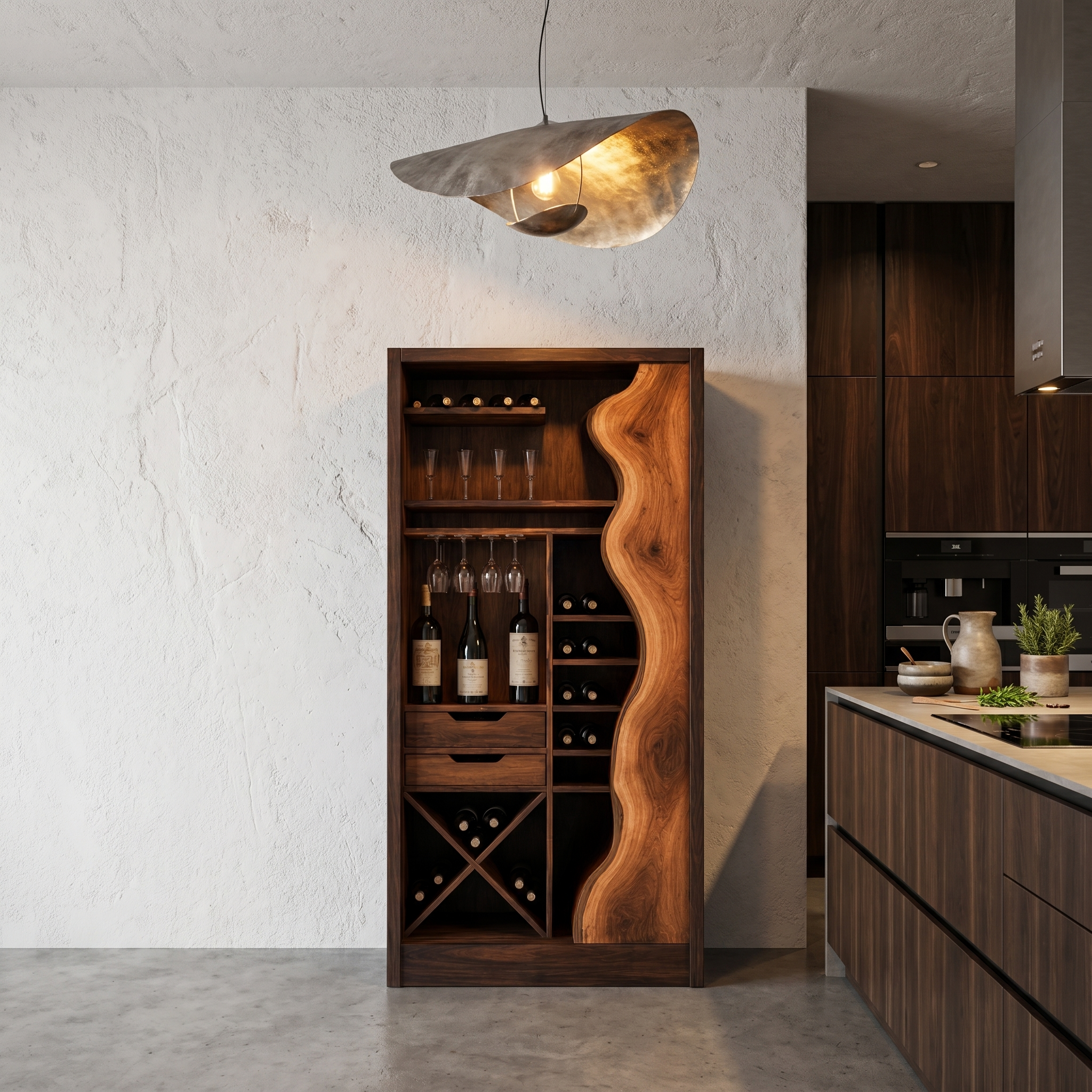 Farmhouse Wine Cabinet With Built In Bottle Storage And Display Niches SINLHAWR036
