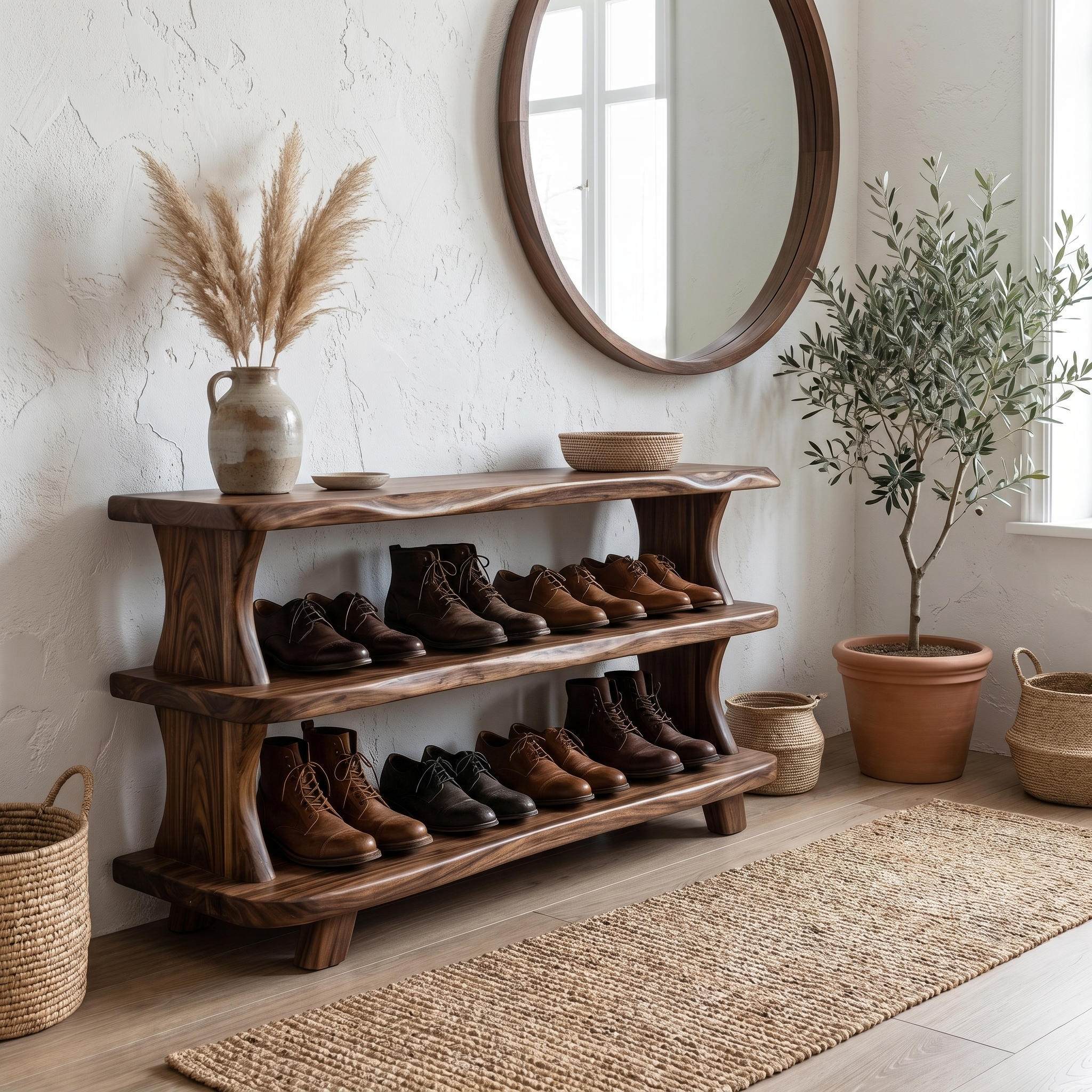 Modern Shoe Rack Sculptural Storage Design For Entryway SINLHASB095