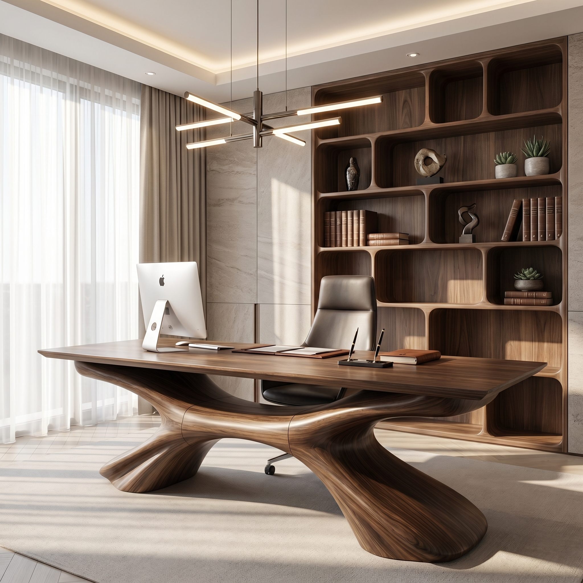 Modern Executive Desk Sculptural Design For Home Office Workspace SINLHADK143