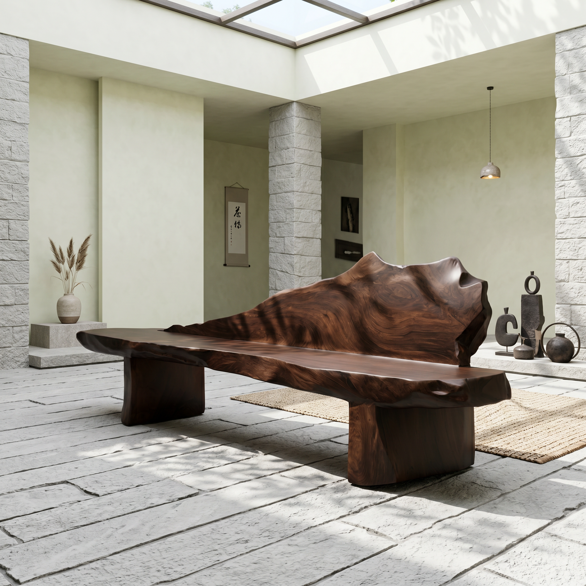 Rustic Hallway Bench With Natural Live Edge For Hallway And Foyer SINLHABEN139