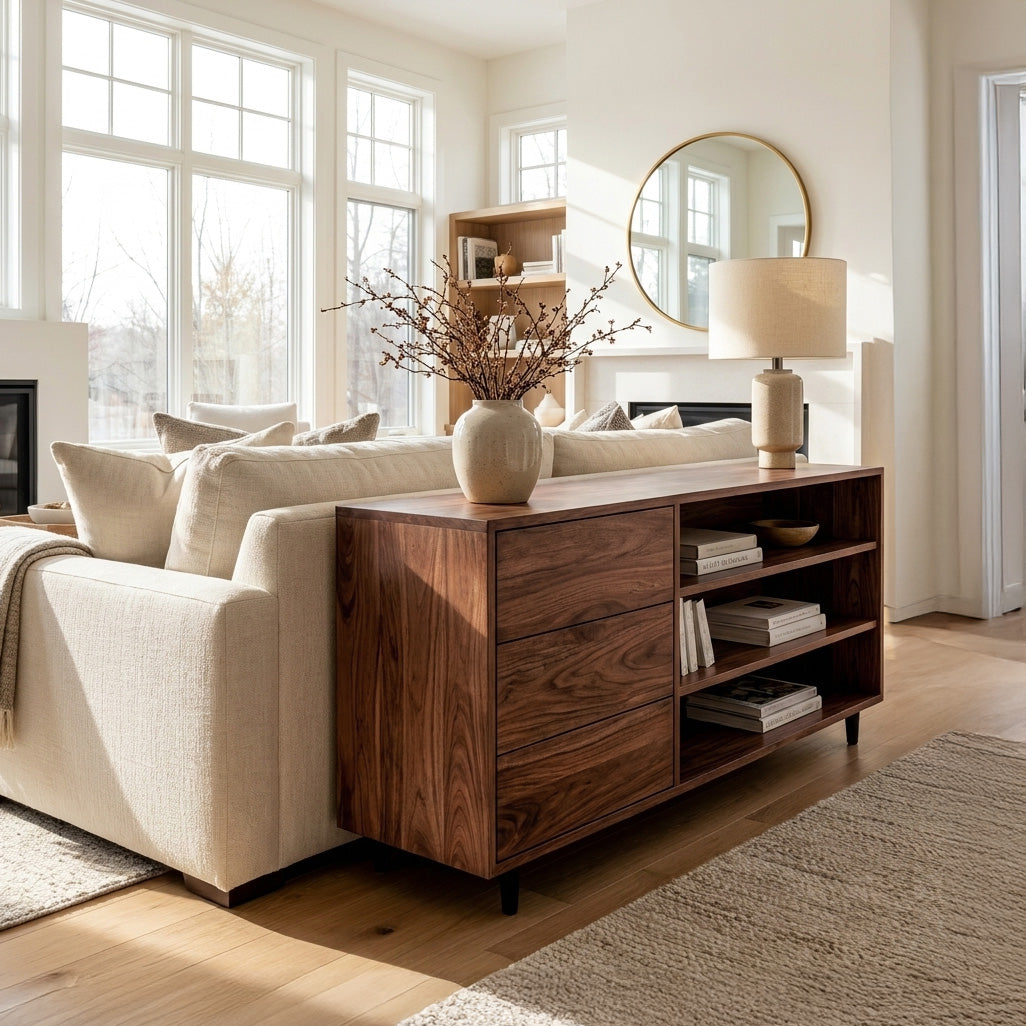 Elegant Natural Wood Console Table For Small Living Room RTTHHNCS030