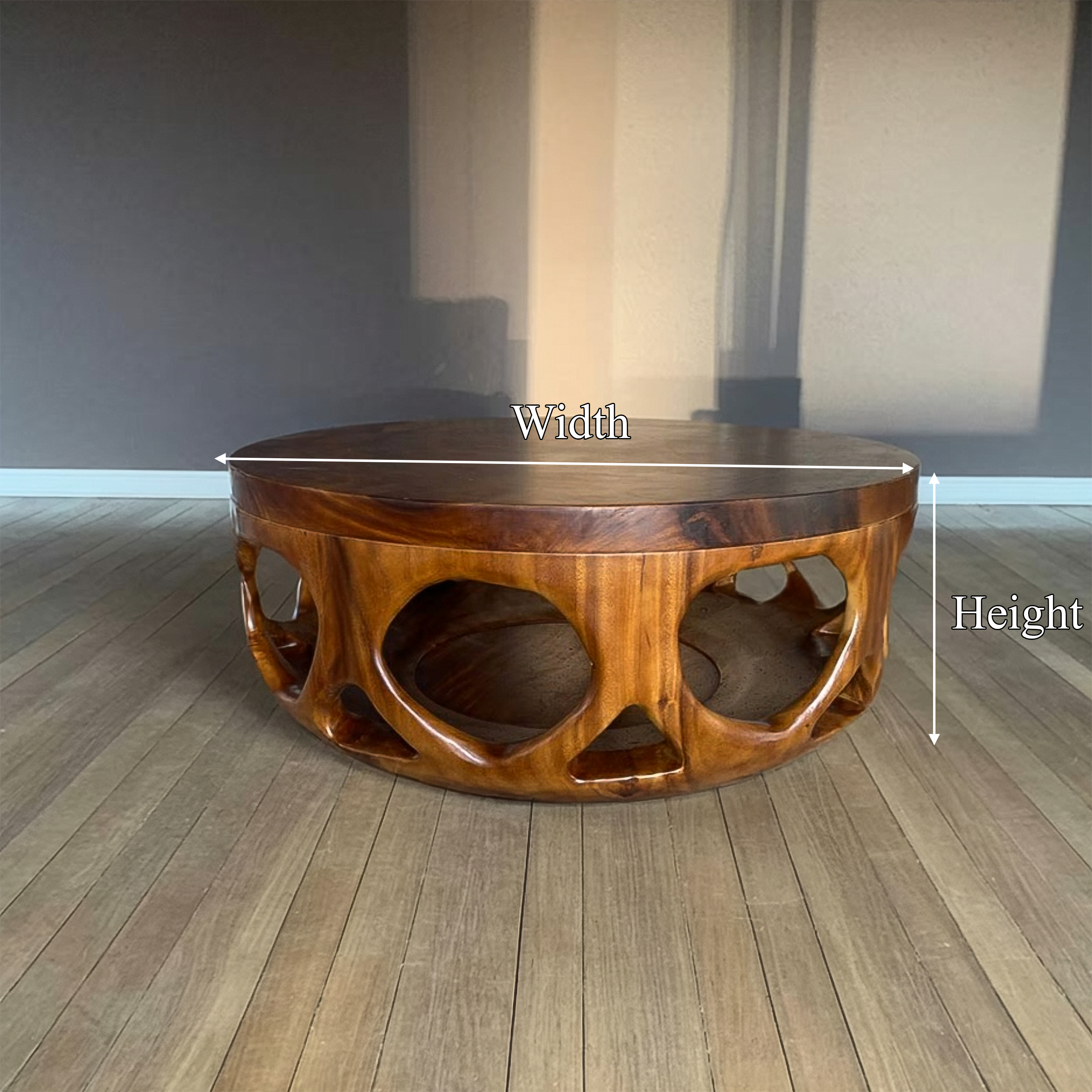 Mid Century Wooden Round Coffee Table Living Room SINLSACF265