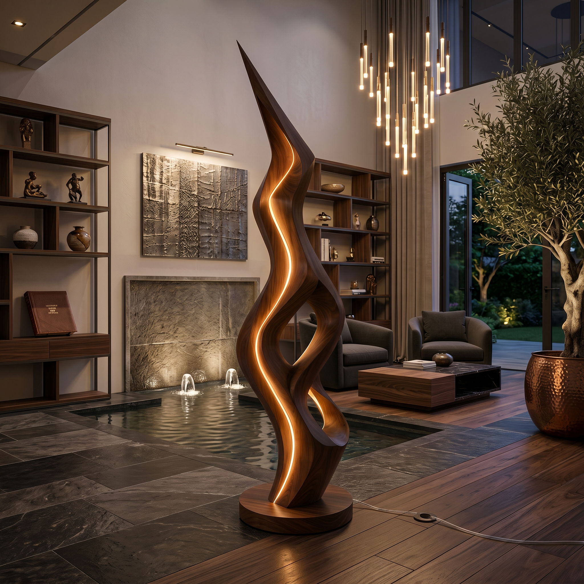 Organic Twin Ribbon Lamp For Living Room SILDTTNLAM037