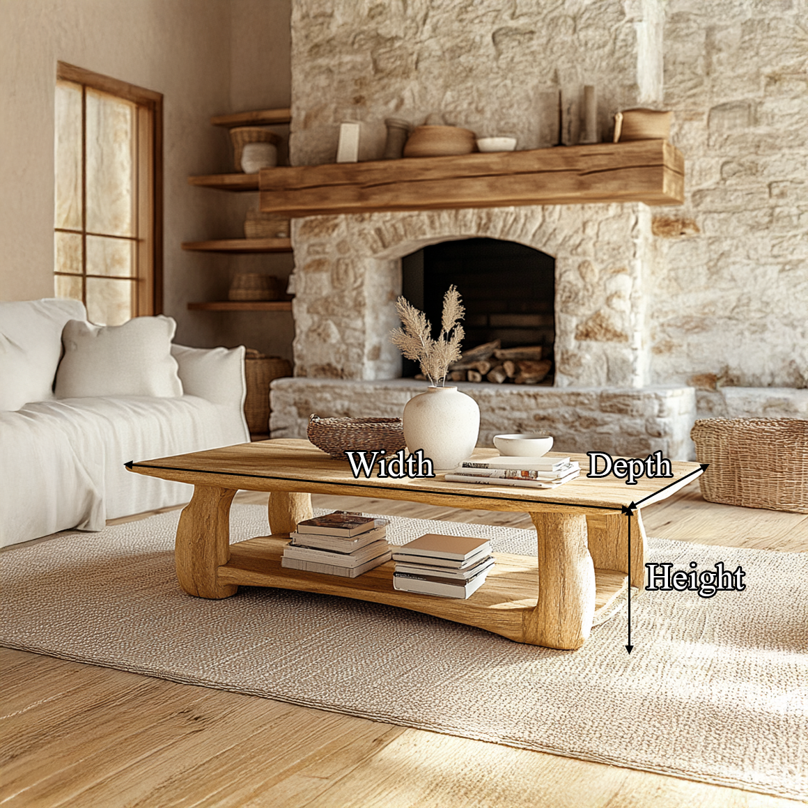 Rustic Scandinavian Coffee Table Living Room SINLSACF231