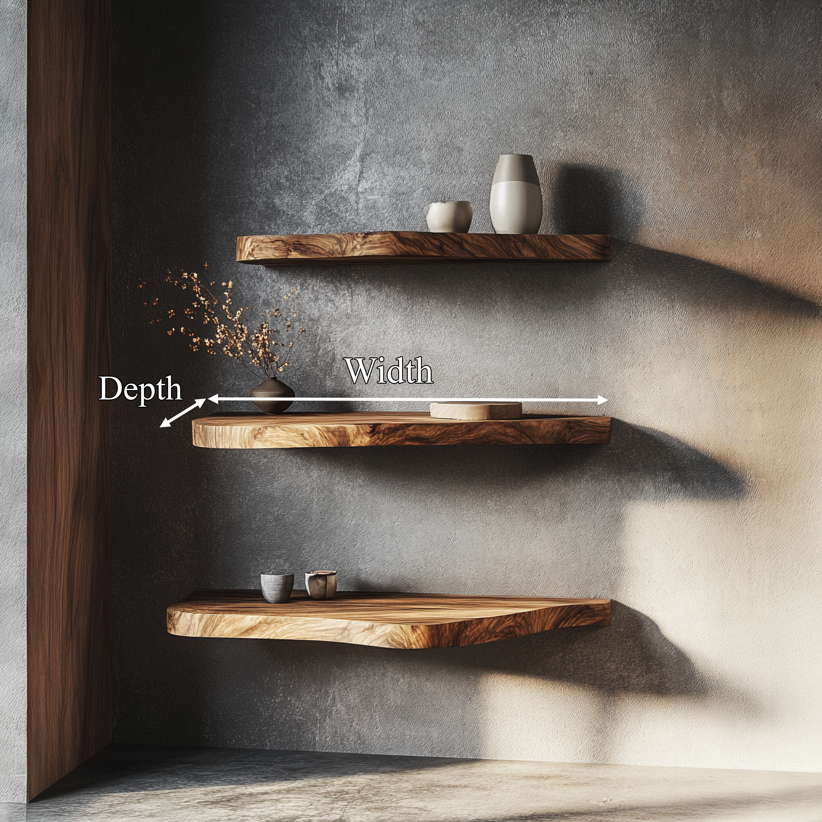 Rustic Artistic Floating Shelf Solid Wood Living Room Interior Statement Feature SINLSAFL421