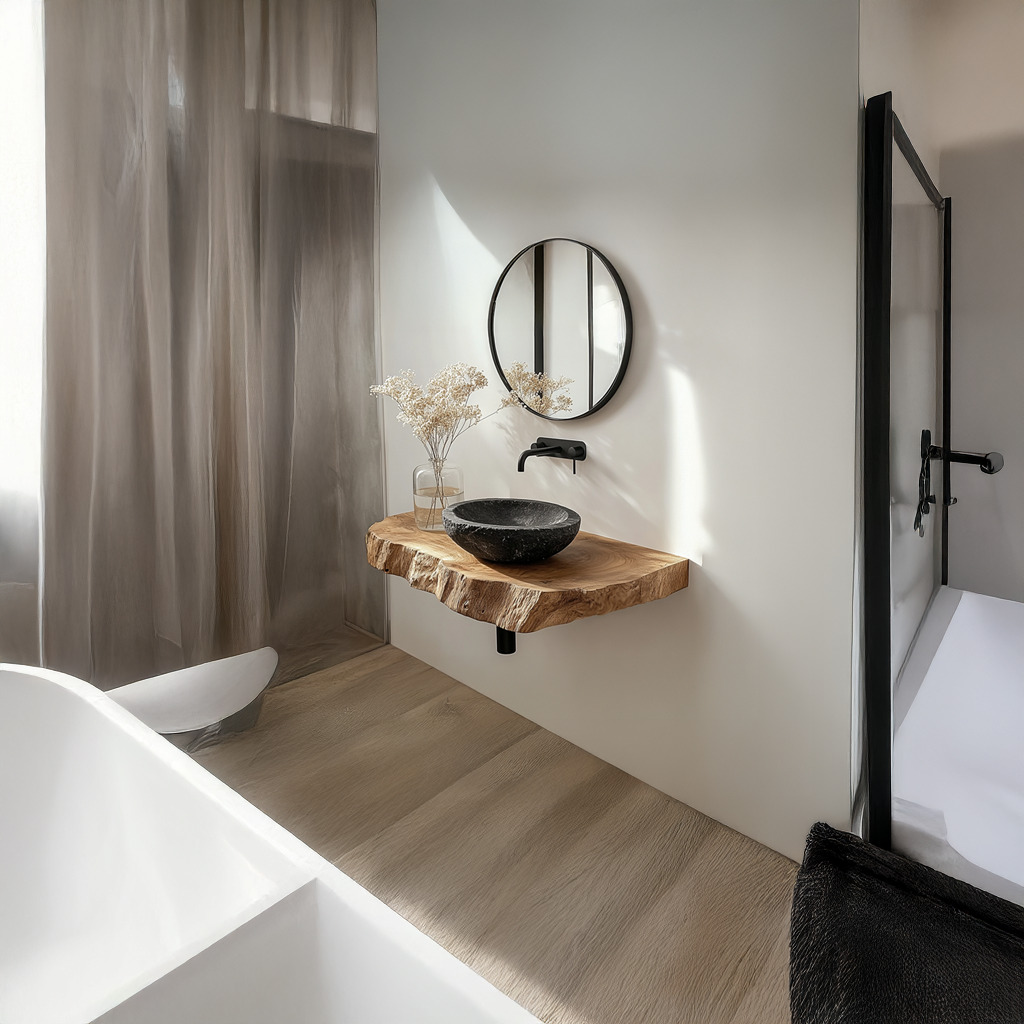 Midcentury Floating Shelf Vanity Bathroom SINLSABRV066