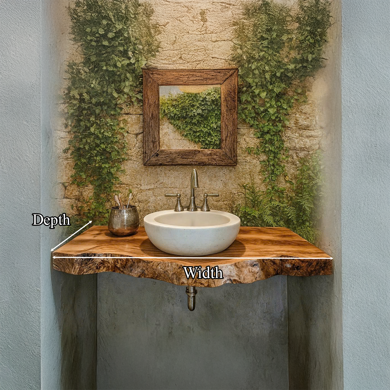 Midcentury Floating Shelf Vanity Powder Room SINLSABRV094