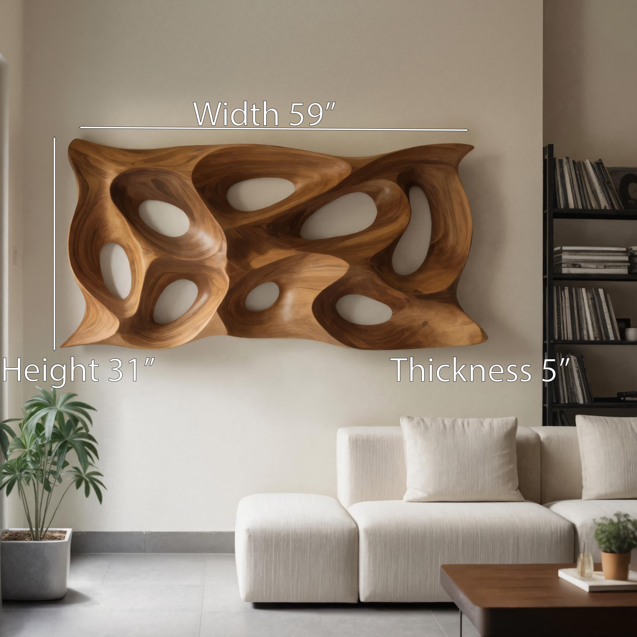 Modern Sculptural Wall Art With Abstract Carved Panel For Lounge SITHHNWA022