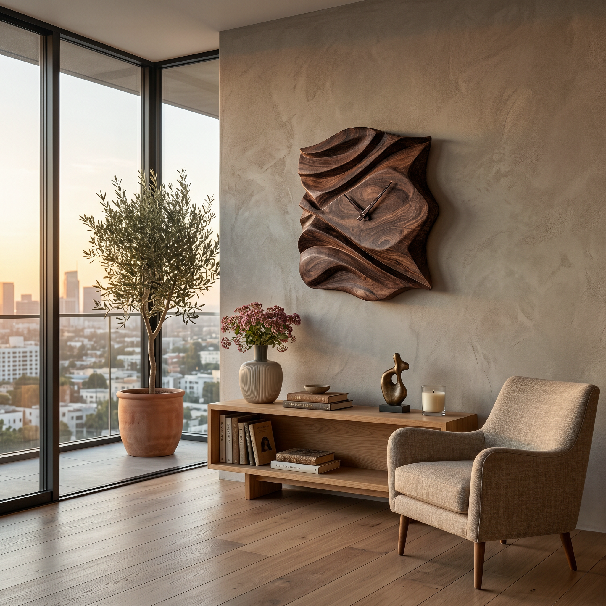 Contemporary Wooden Wall Clock For Bedroom Accent RTTHTTWAC008