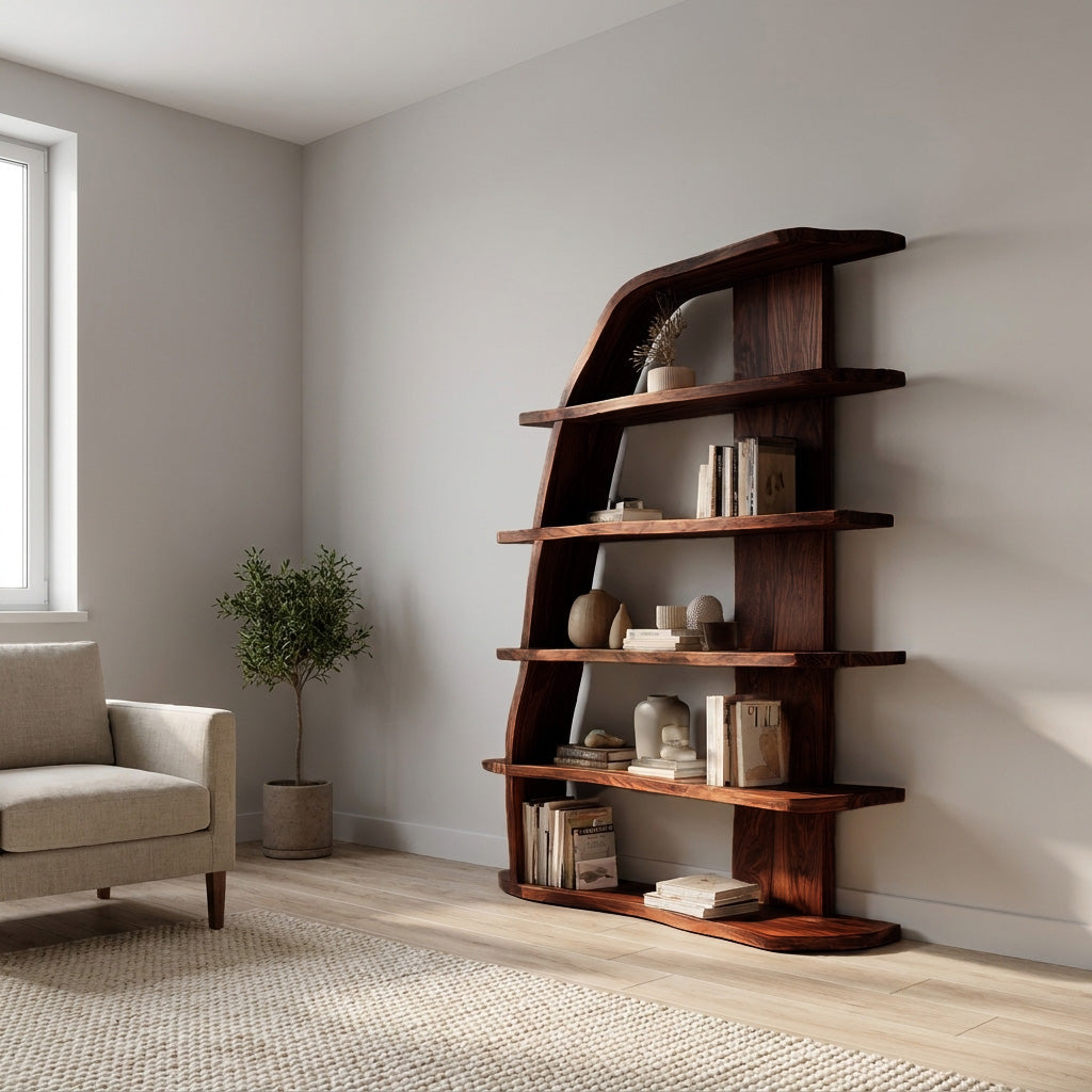 Mid Century Natural Wood Display Bookshelf For Living Room RTTHHNBS165