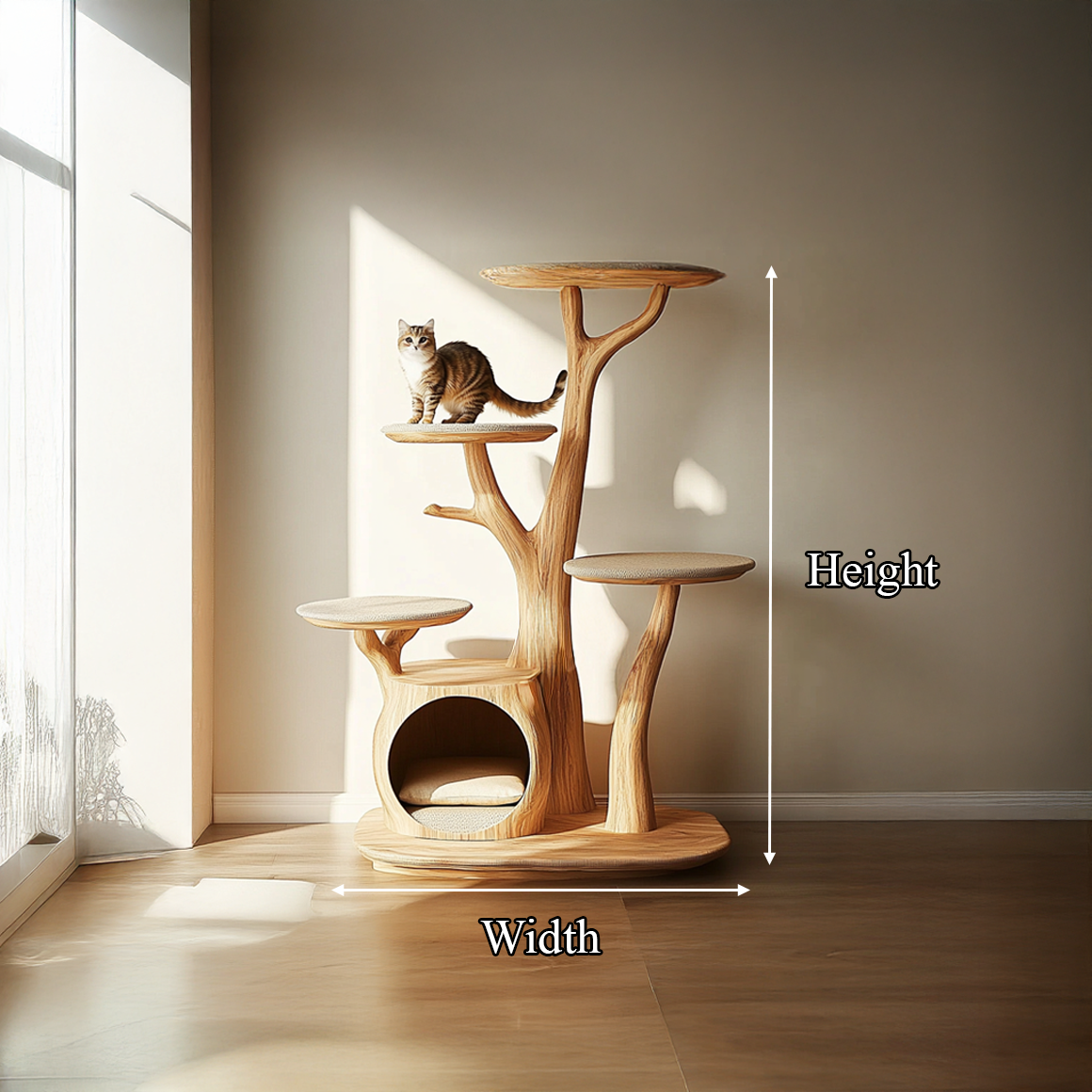 Rustic Cat Tree Stand Living Room Pet Furniture With House SINLSATT059
