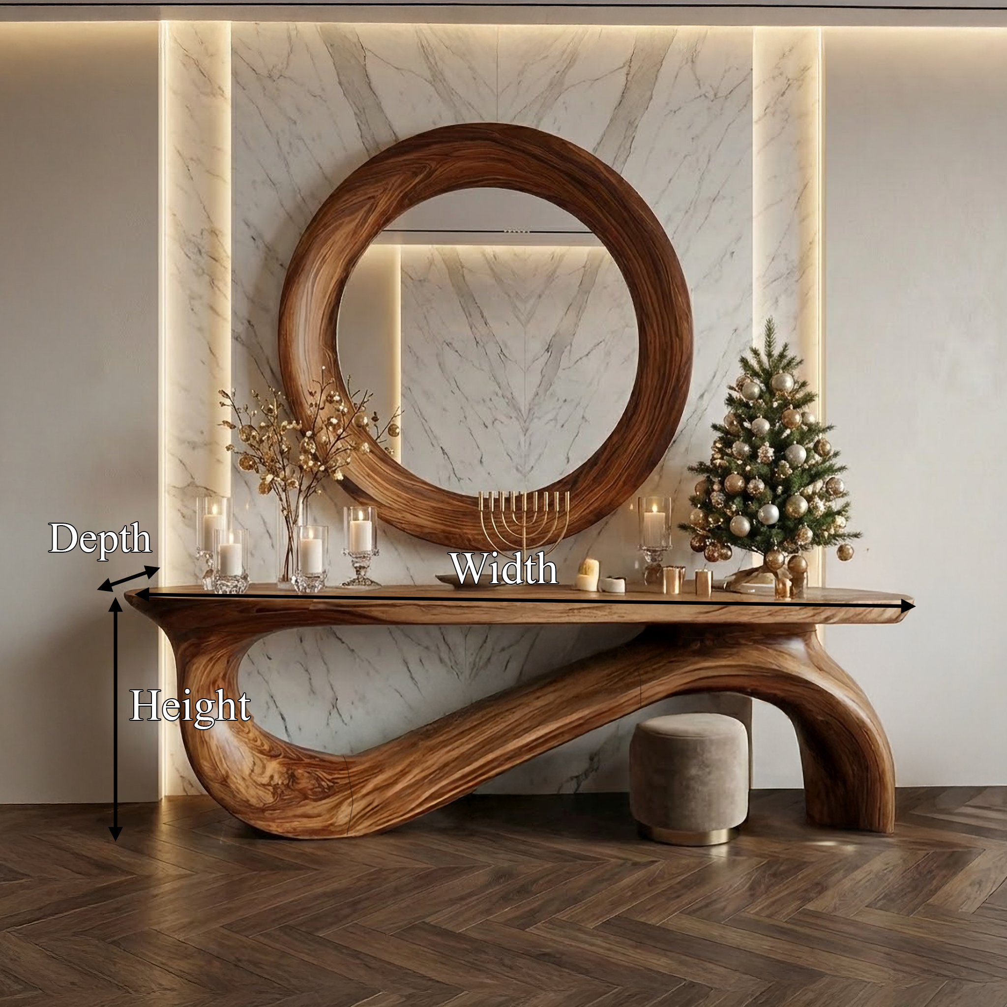 Modern Sculptural Console Table For Living Room And Entryway SINLSACS484