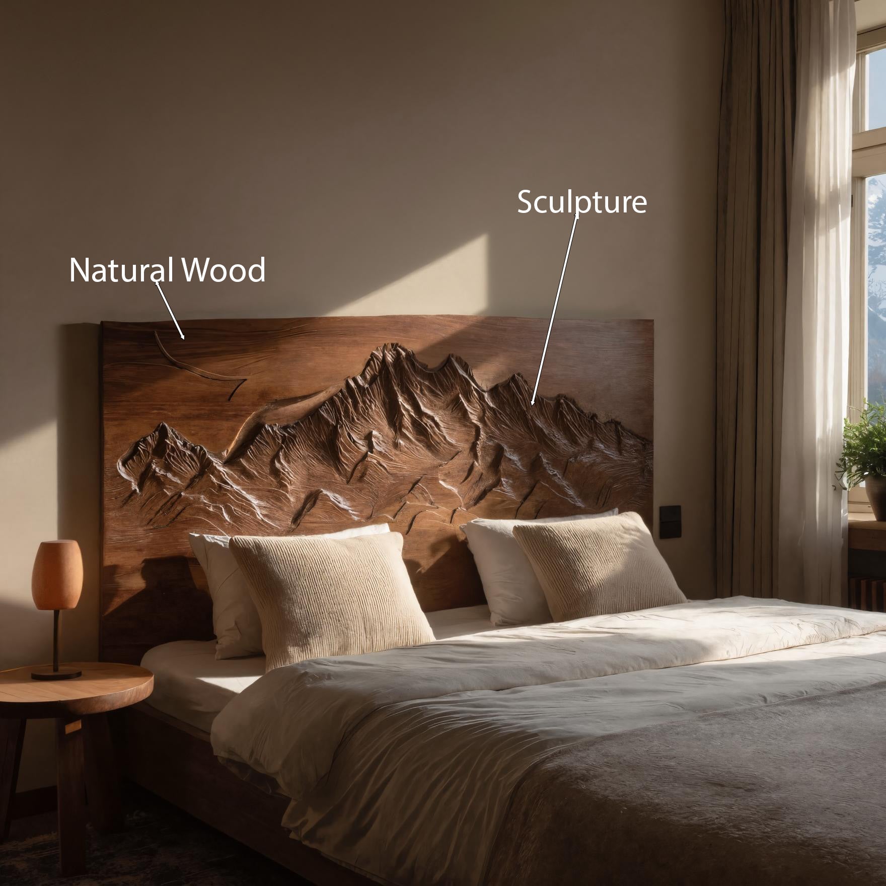 Rustic Mountain Headboard For Bedroom Or Chalet SITHHNHB007