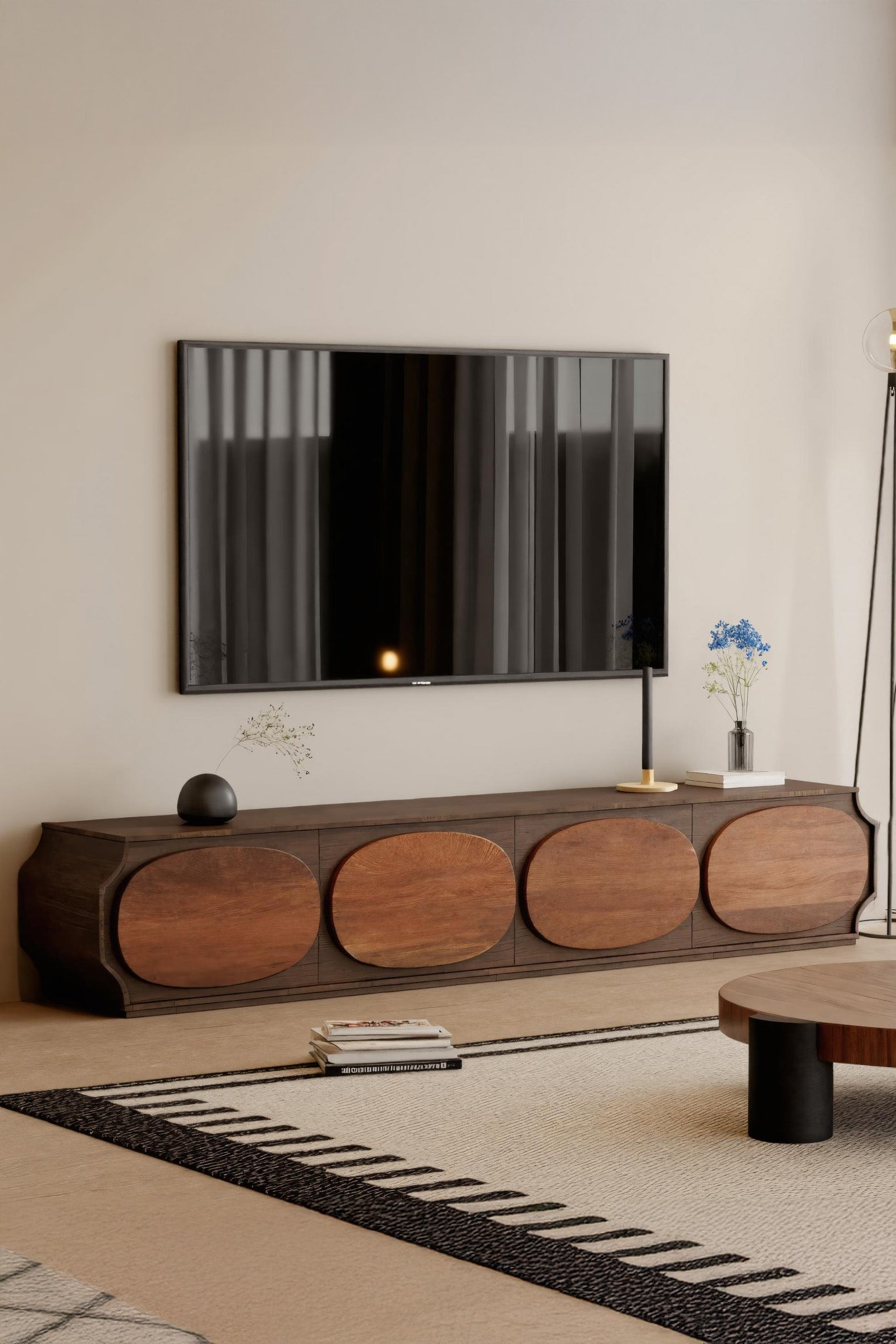 Modern Rounded TV Console For Living Room SITHHNTVC008