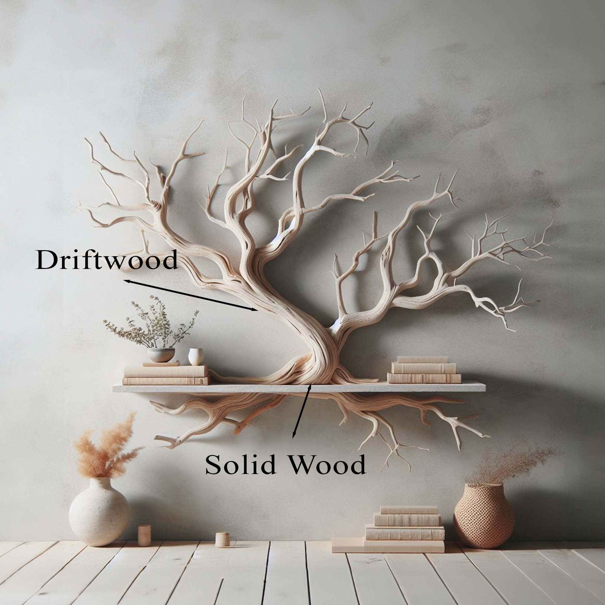 Tree Branch Floating Shelf Driftwood Mini Bookcase SINLTB049