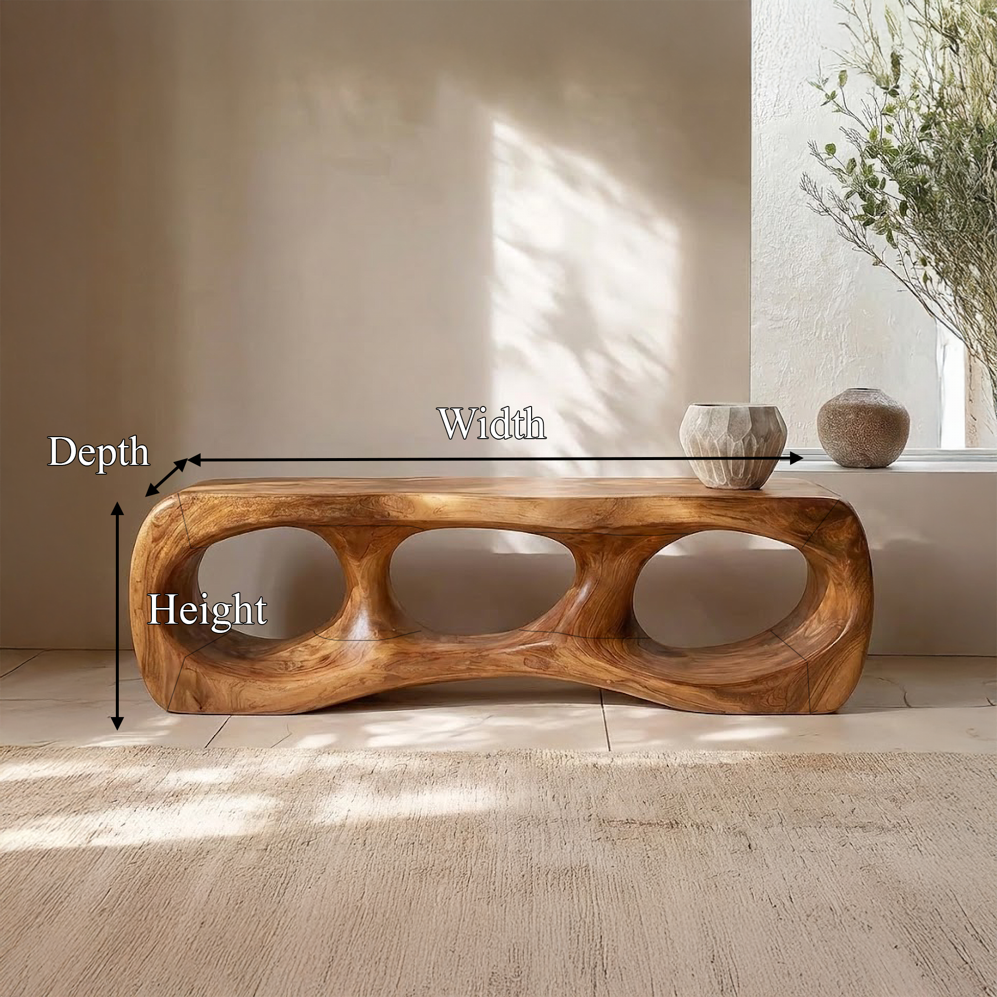 Rustic Sculptural Silhouette Bench For Living Room And Hallway SINLSARS077