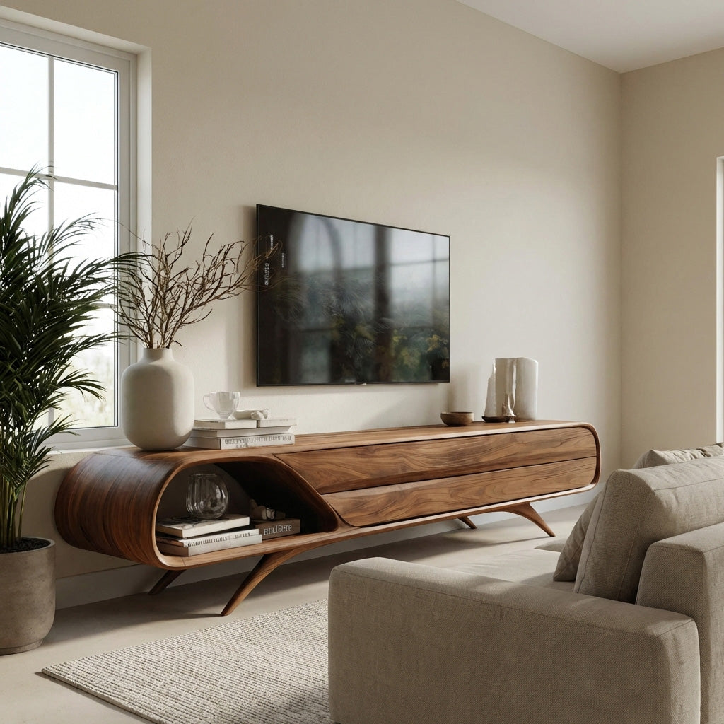 Mid Century Modern Wood TV Console For Living Room RTTHHNTVC083
