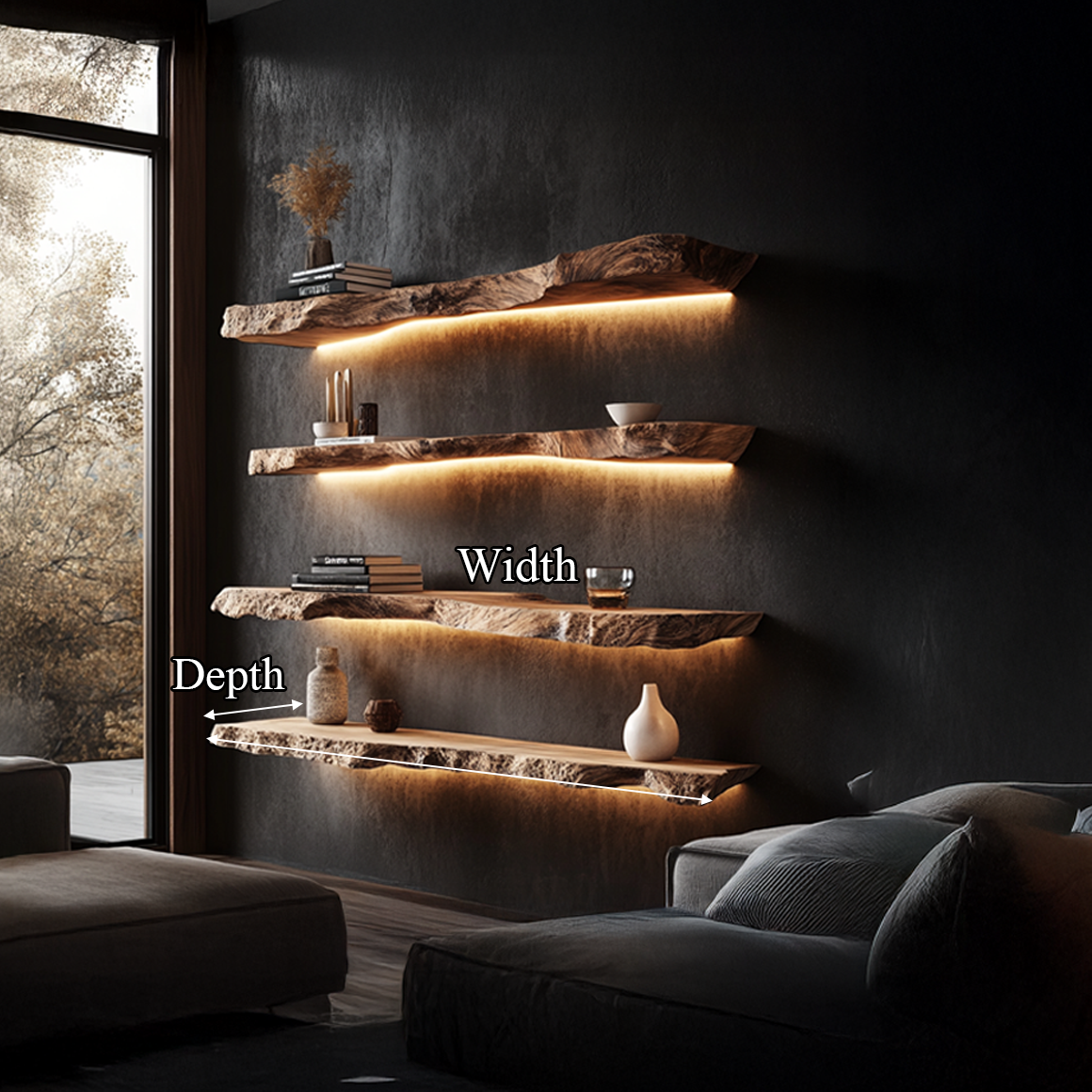 Rustic Floating Bookshelf Living Room Or Bedroom SINLSAFL192